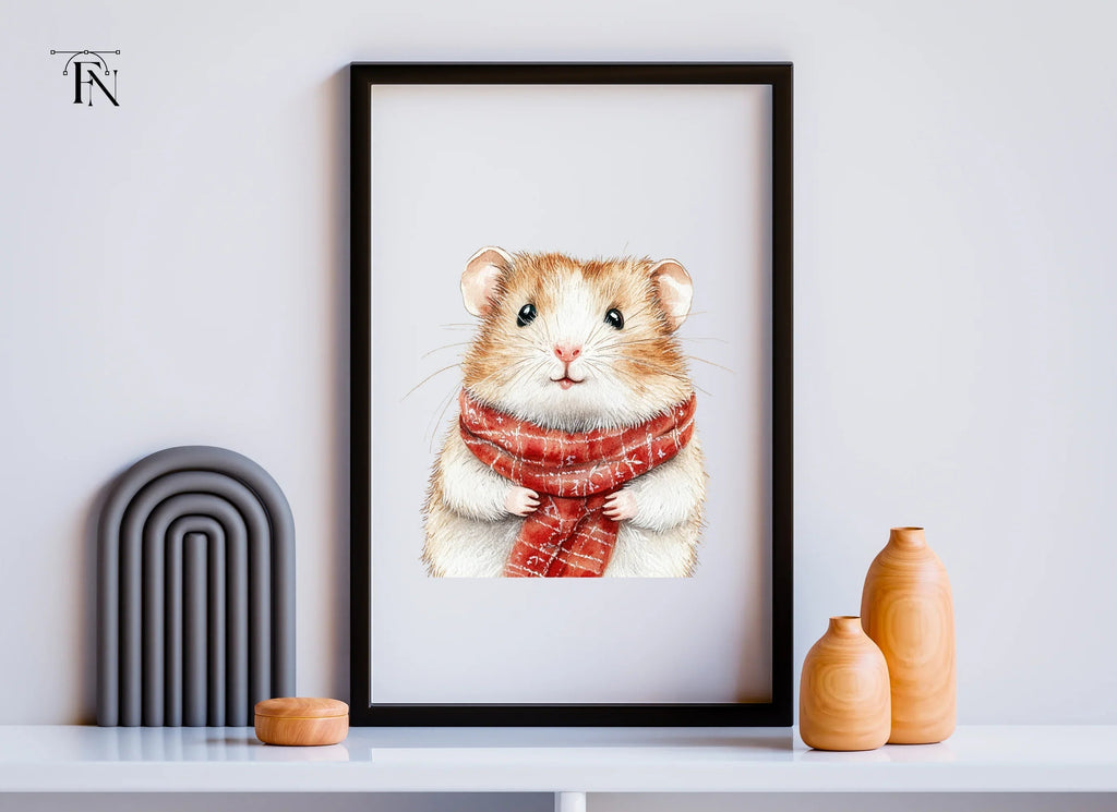 Cute Hamster Winter Scarf Clipart Bundle