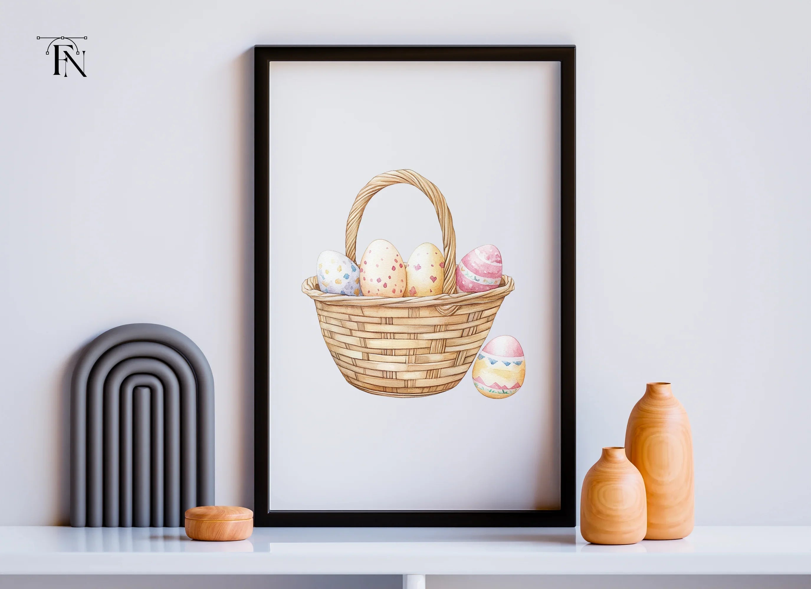 Easter Basket with Eggs Clipart Bundle