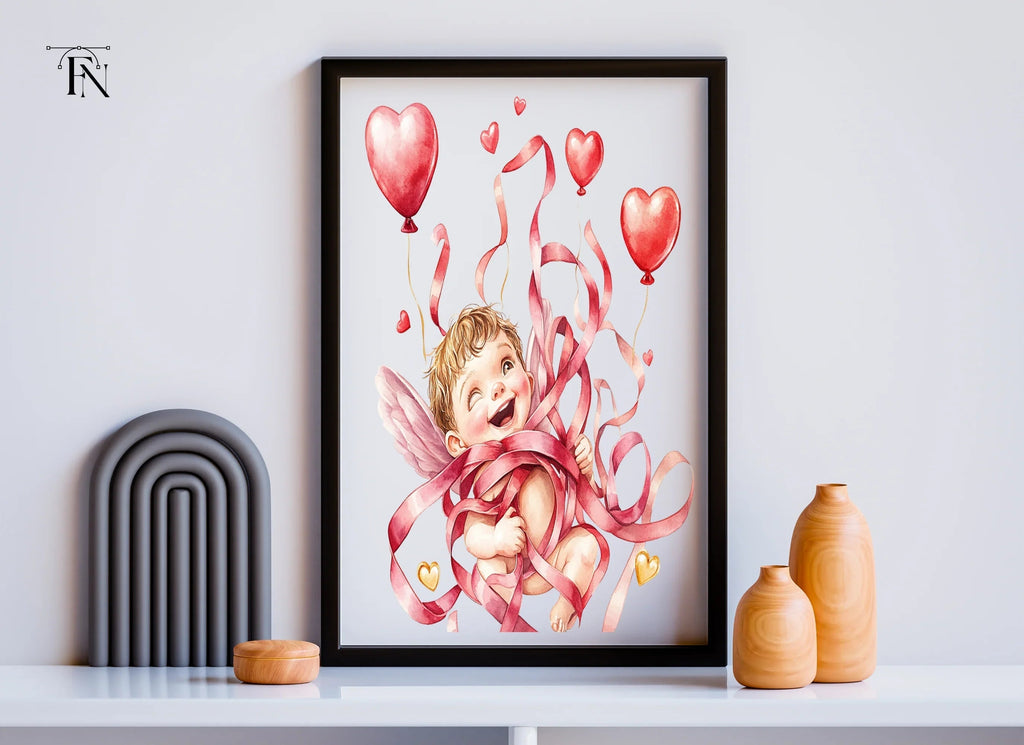 Playful Cupid with Ribbons Clipart Bundle