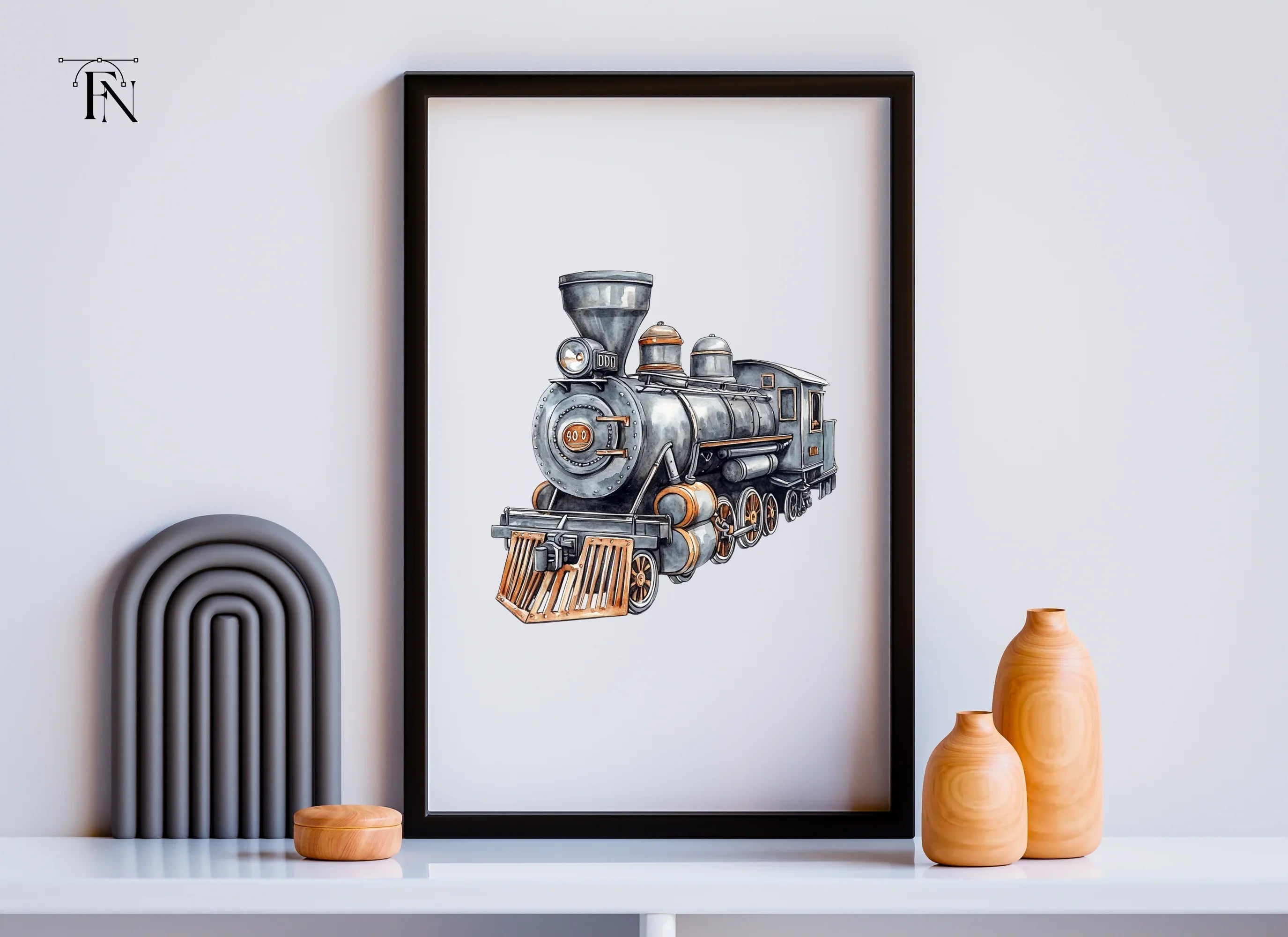 Vintage Steam Train Engine Clipart Bundle