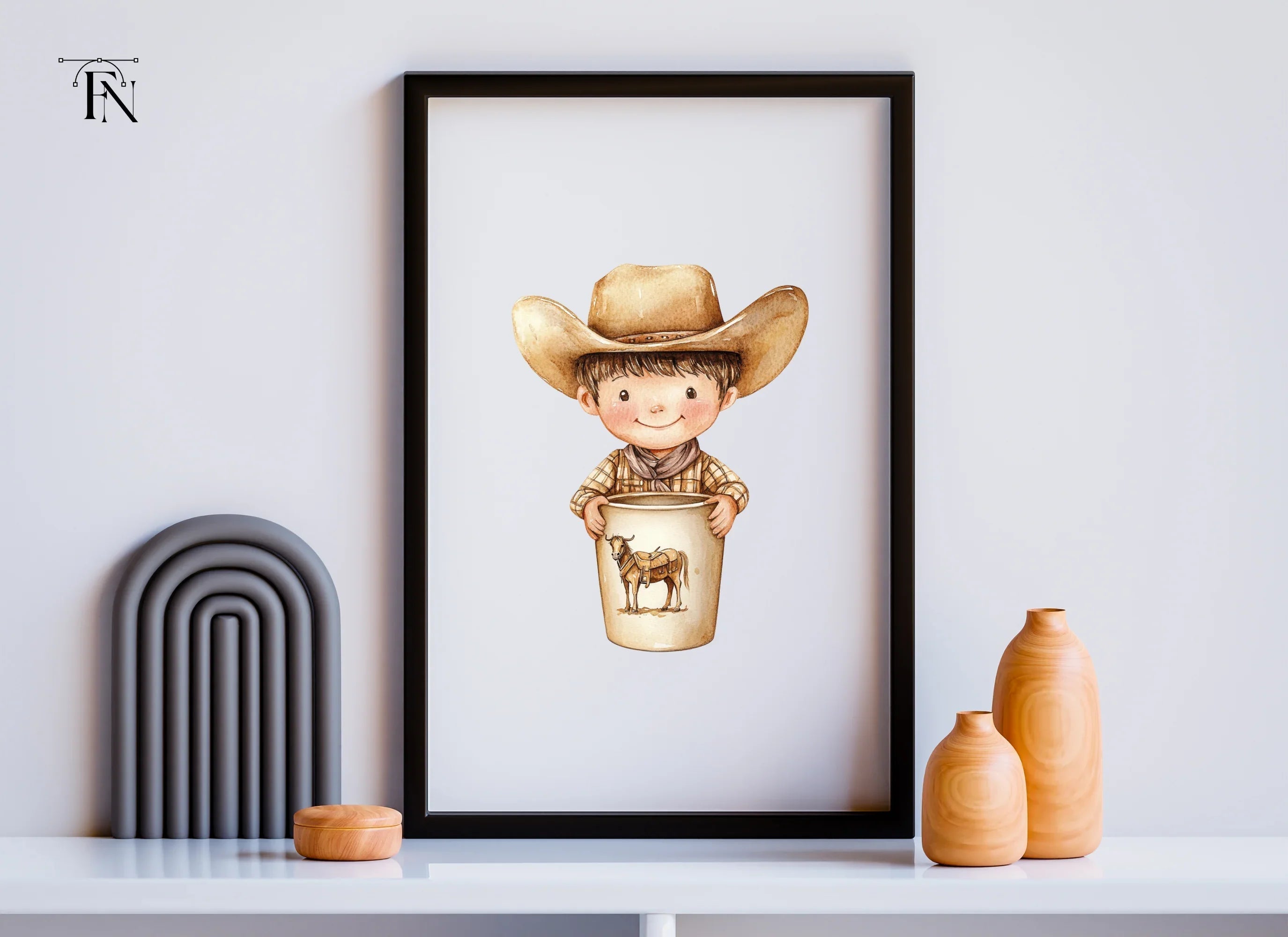 Cute Cowboy Kid with Horse Clipart Bundle