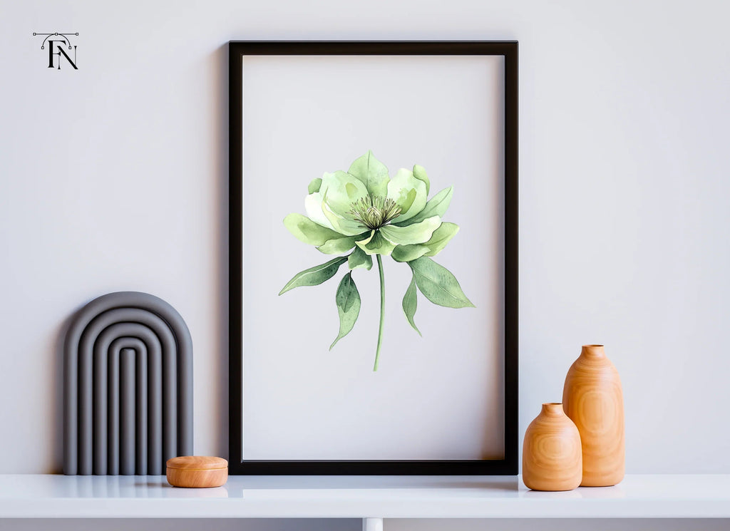 Elegant Green Hellebore Flower Clipart Bundle