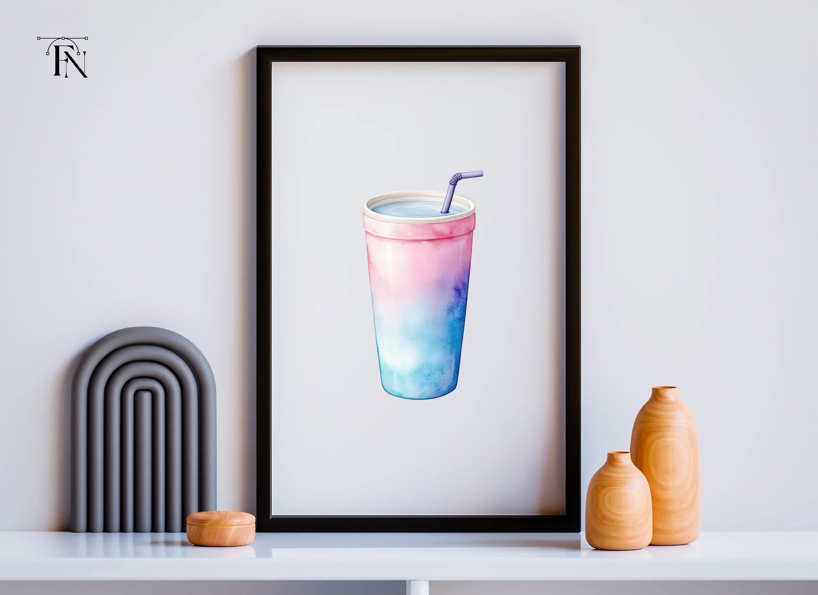 Gradient Drink Cups with Straws Clipart Bundle