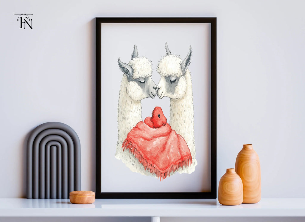 Alpaca Family with Baby Clipart Bundle