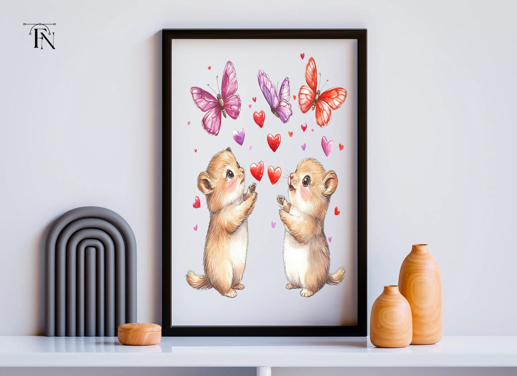 Adorable Hamsters with Butterflies Clipart Bundle