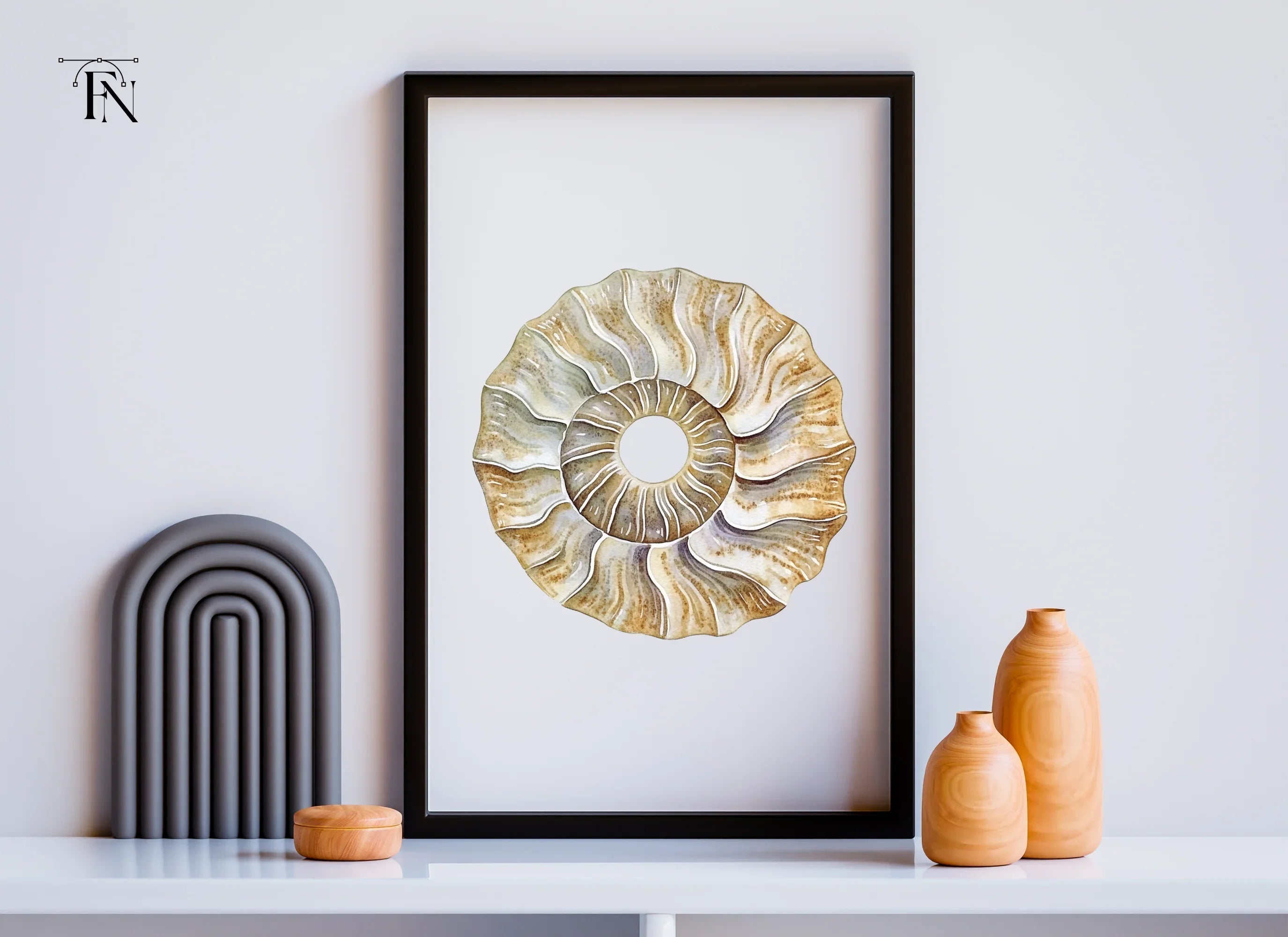 Vintage Ammonite Shell Clipart Bundle