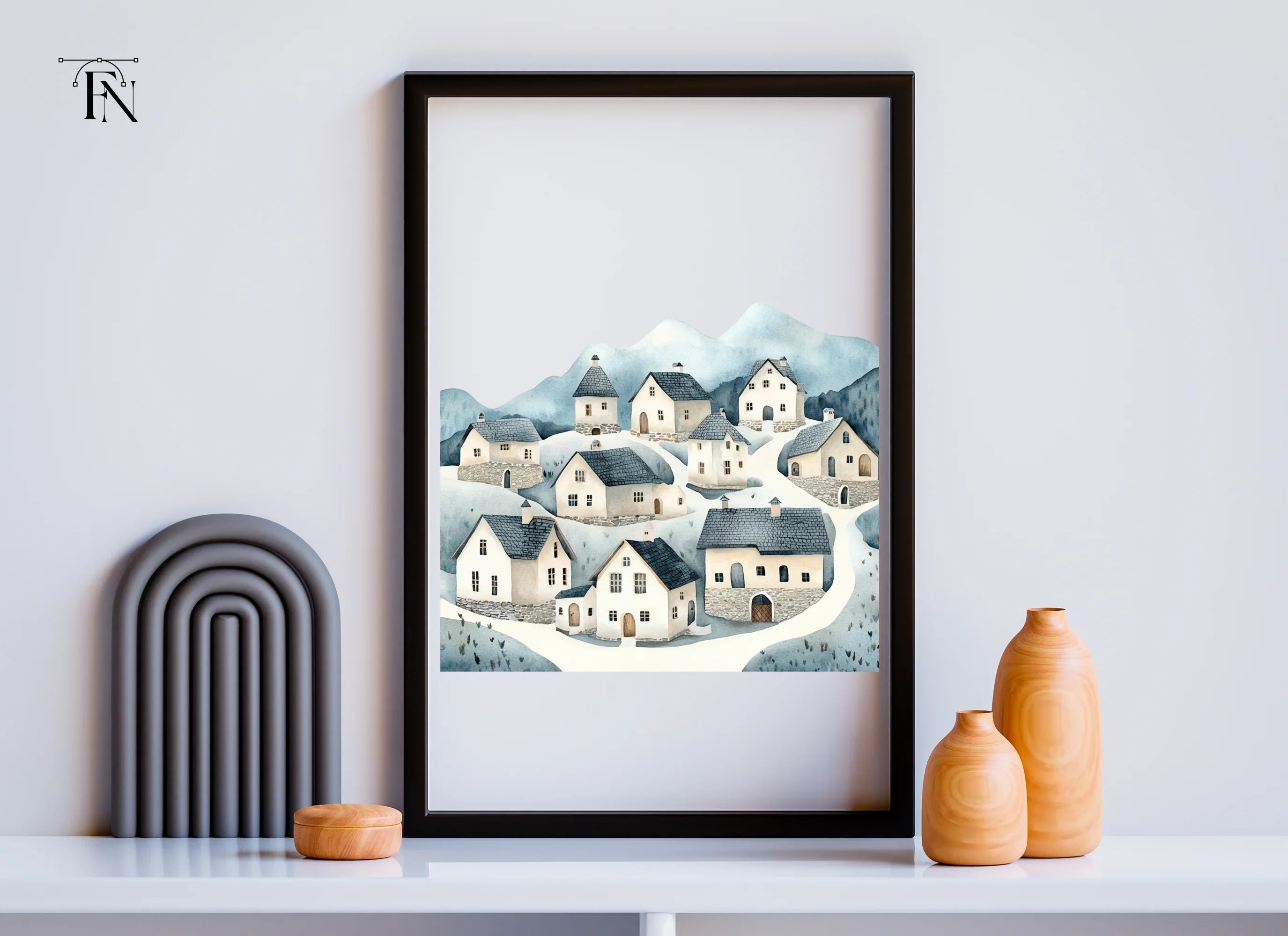 Winter Mountain Village Clipart Bundle