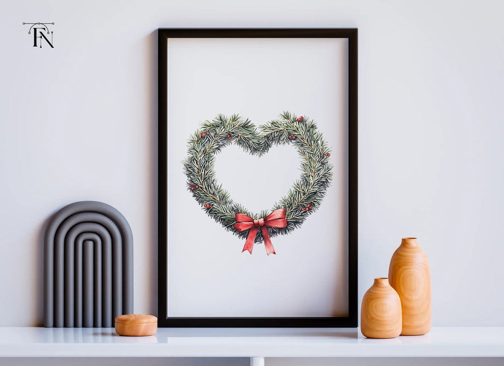 Heart Shaped Christmas Wreath Clipart Bundle