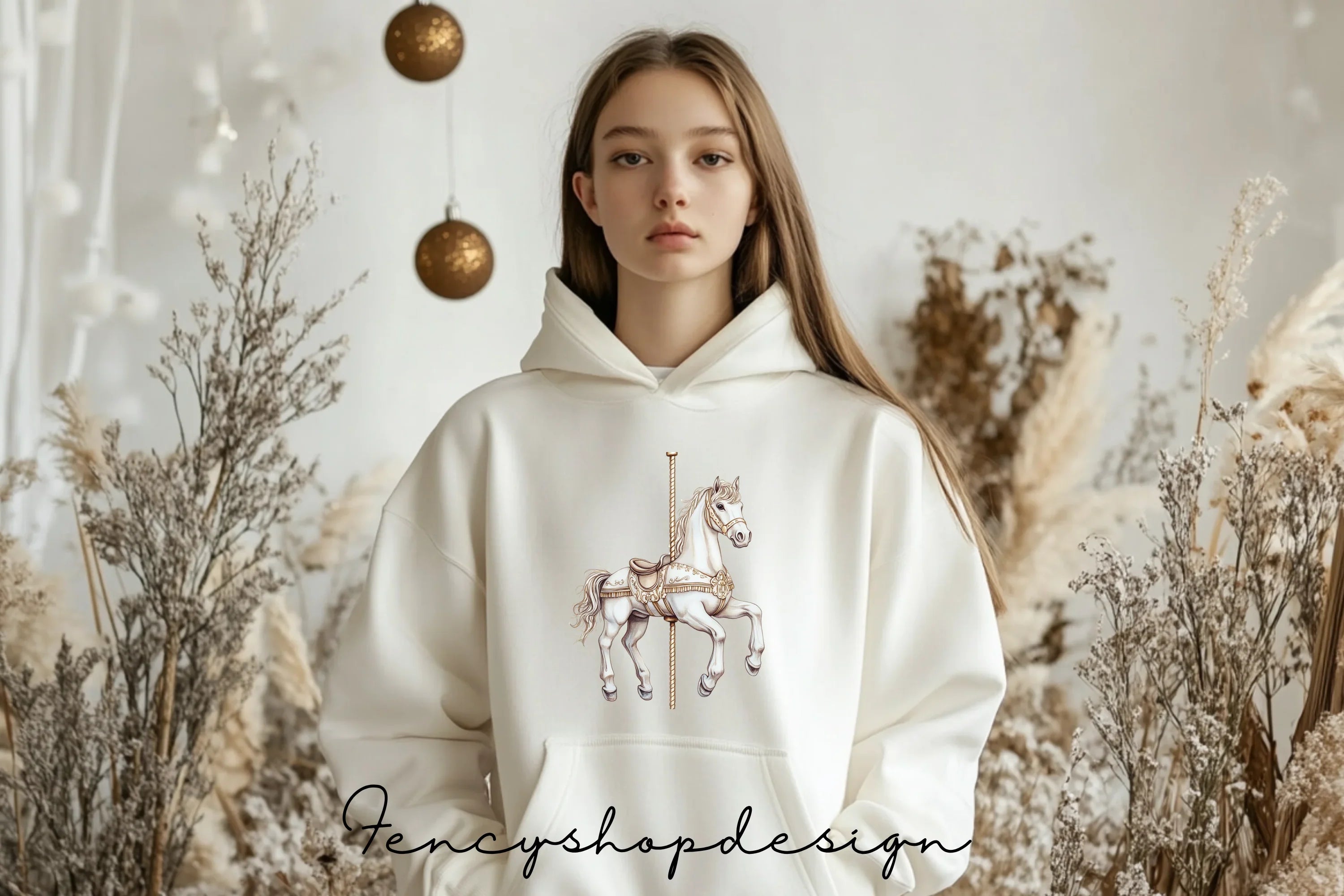 Elegant Carousel Horse and Unicorn Clipart Bundle