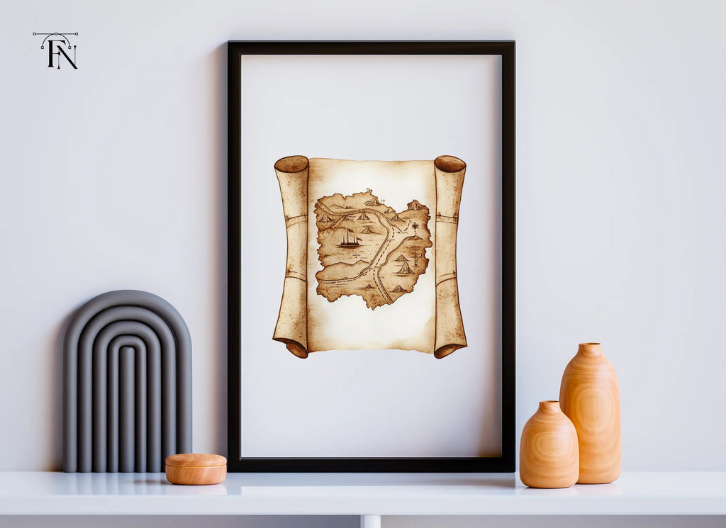Vintage Treasure Map Scroll Clipart Bundle