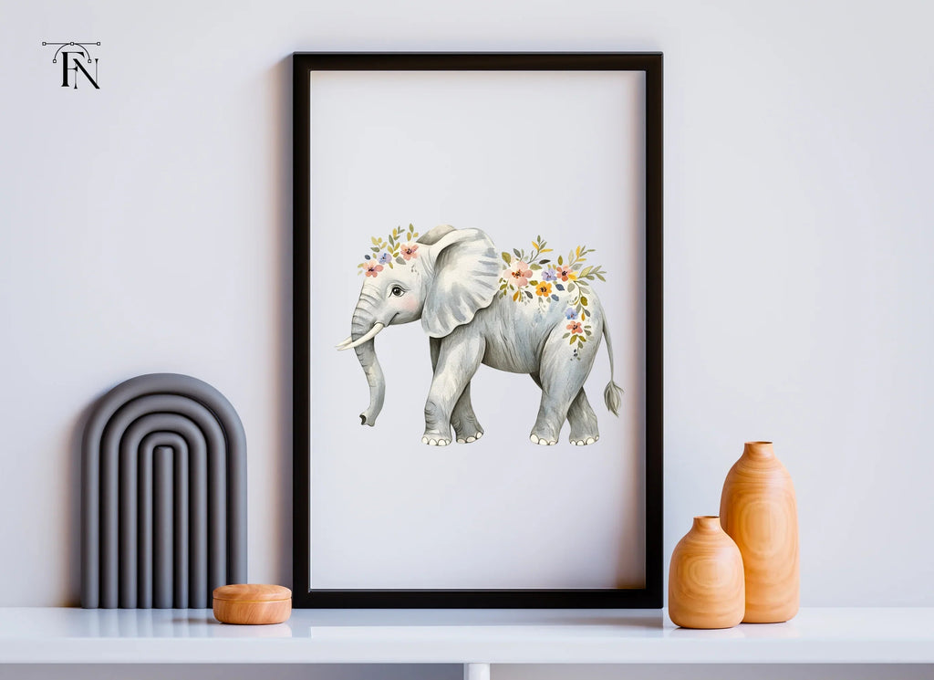 Floral Elephant Clipart Bundle