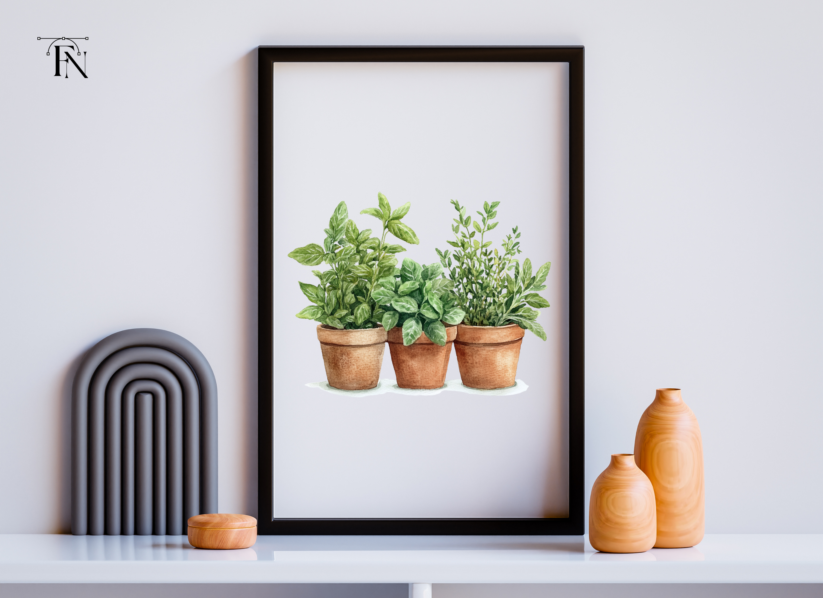 Assorted Potted Herbs Clipart Bundle