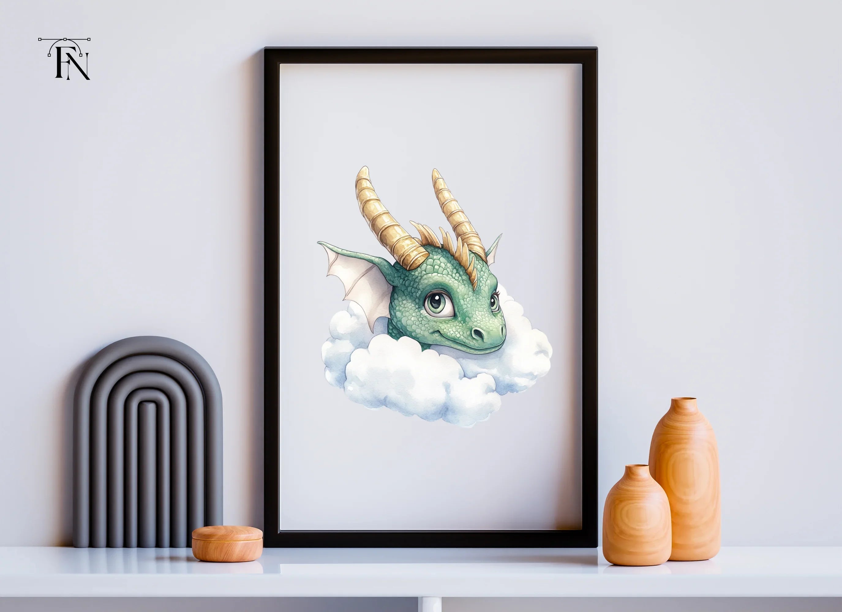 Cute Cloud Dragon Heads Clipart Bundle