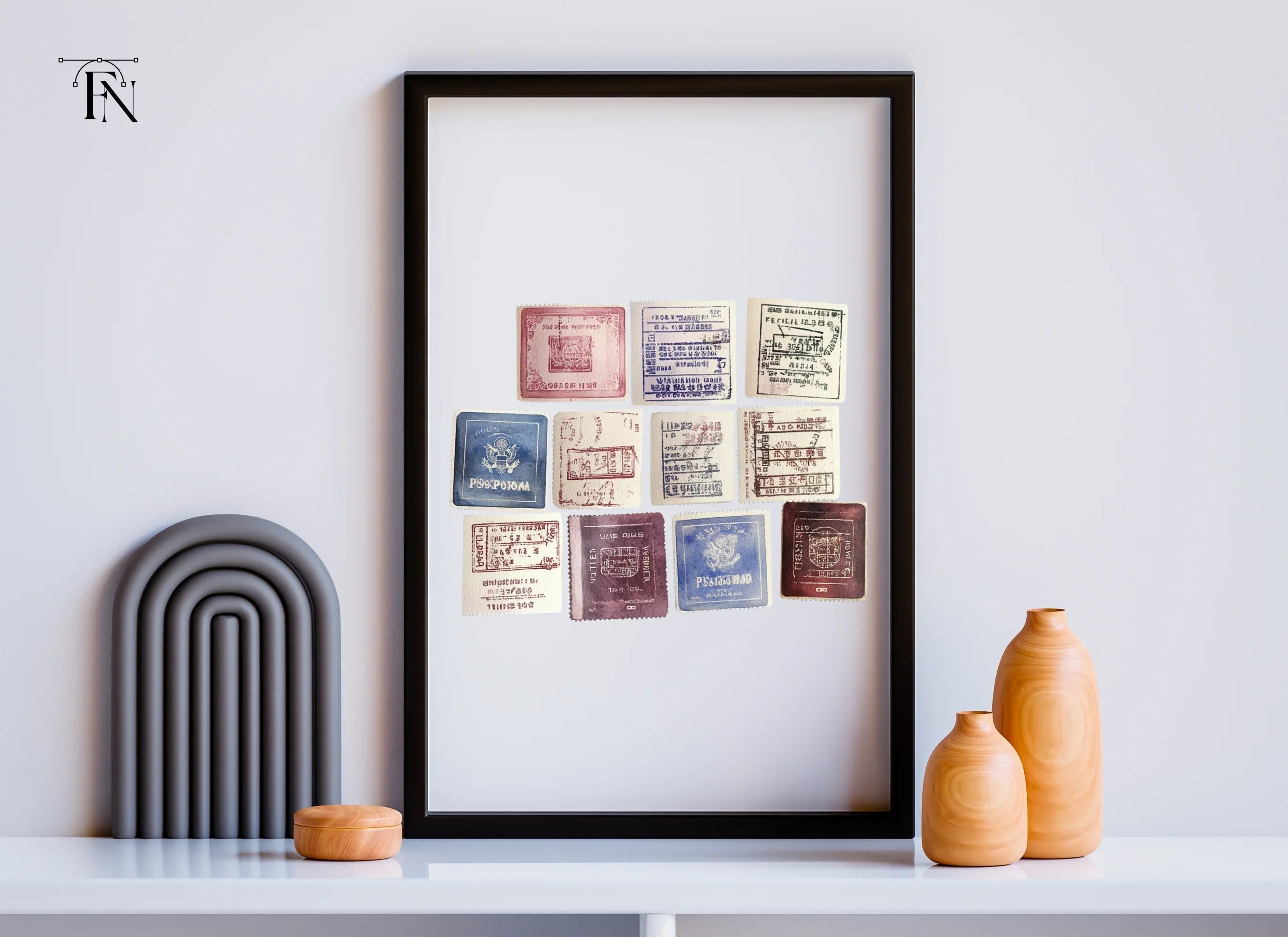 Old World Travel Stamp Clipart Bundle