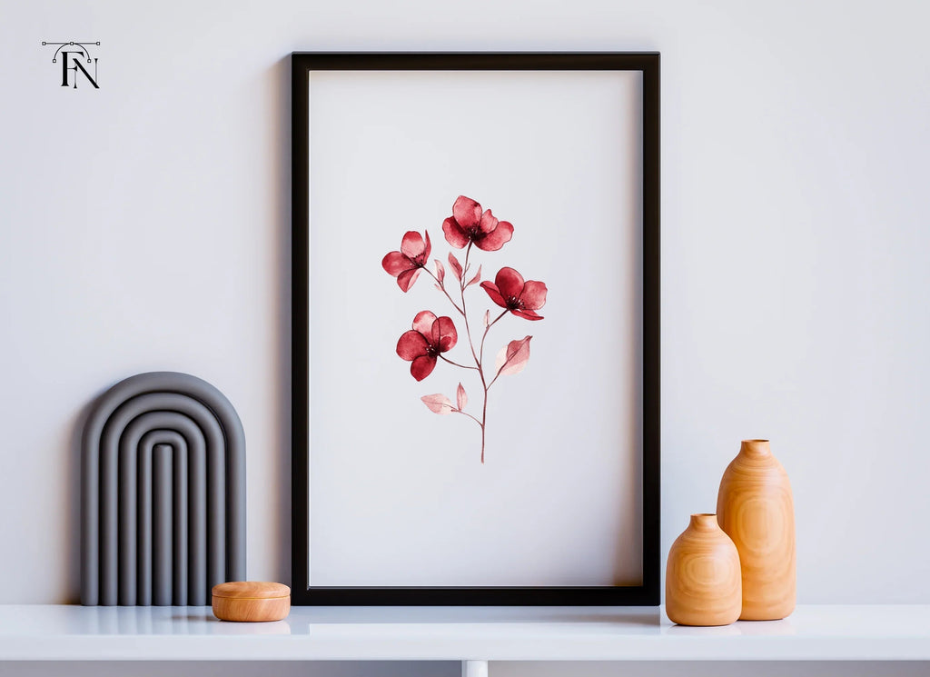 Deep Red Botanical Clipart Bundle