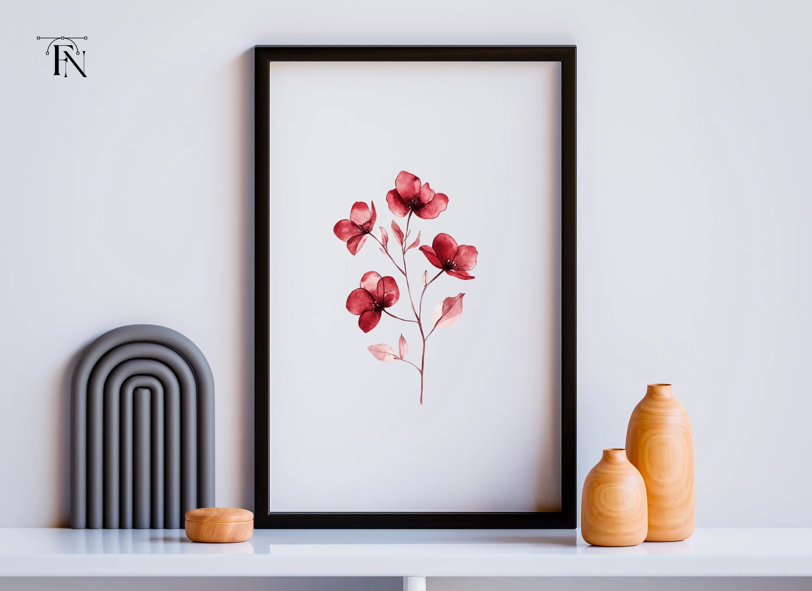 Deep Red Botanical Clipart Bundle