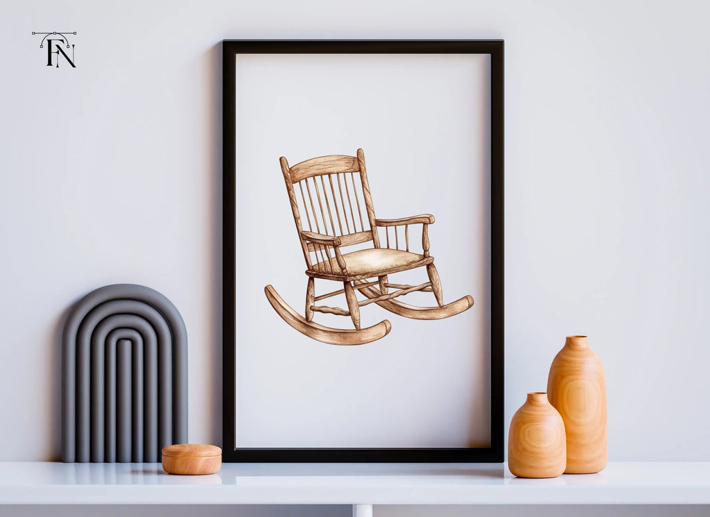 Vintage Wooden Rocking Chair Clipart Bundle