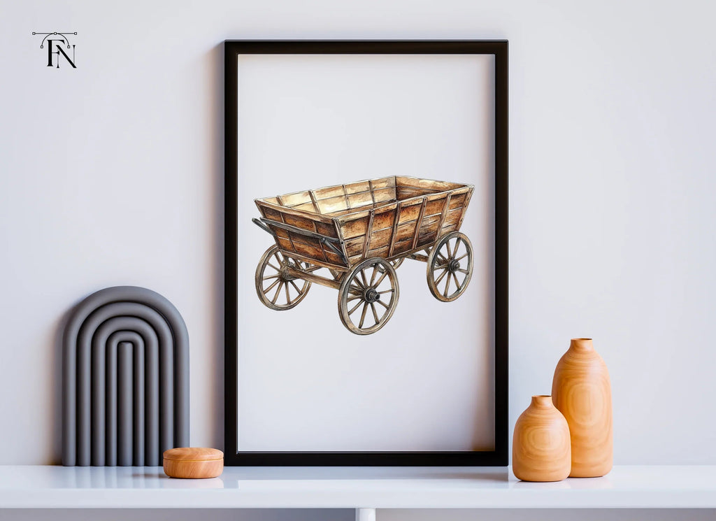 Single Wooden Wagon Clipart Bundle