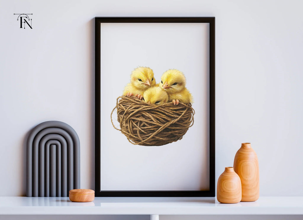 Cute Baby Chicks in Nests Clipart Bundle