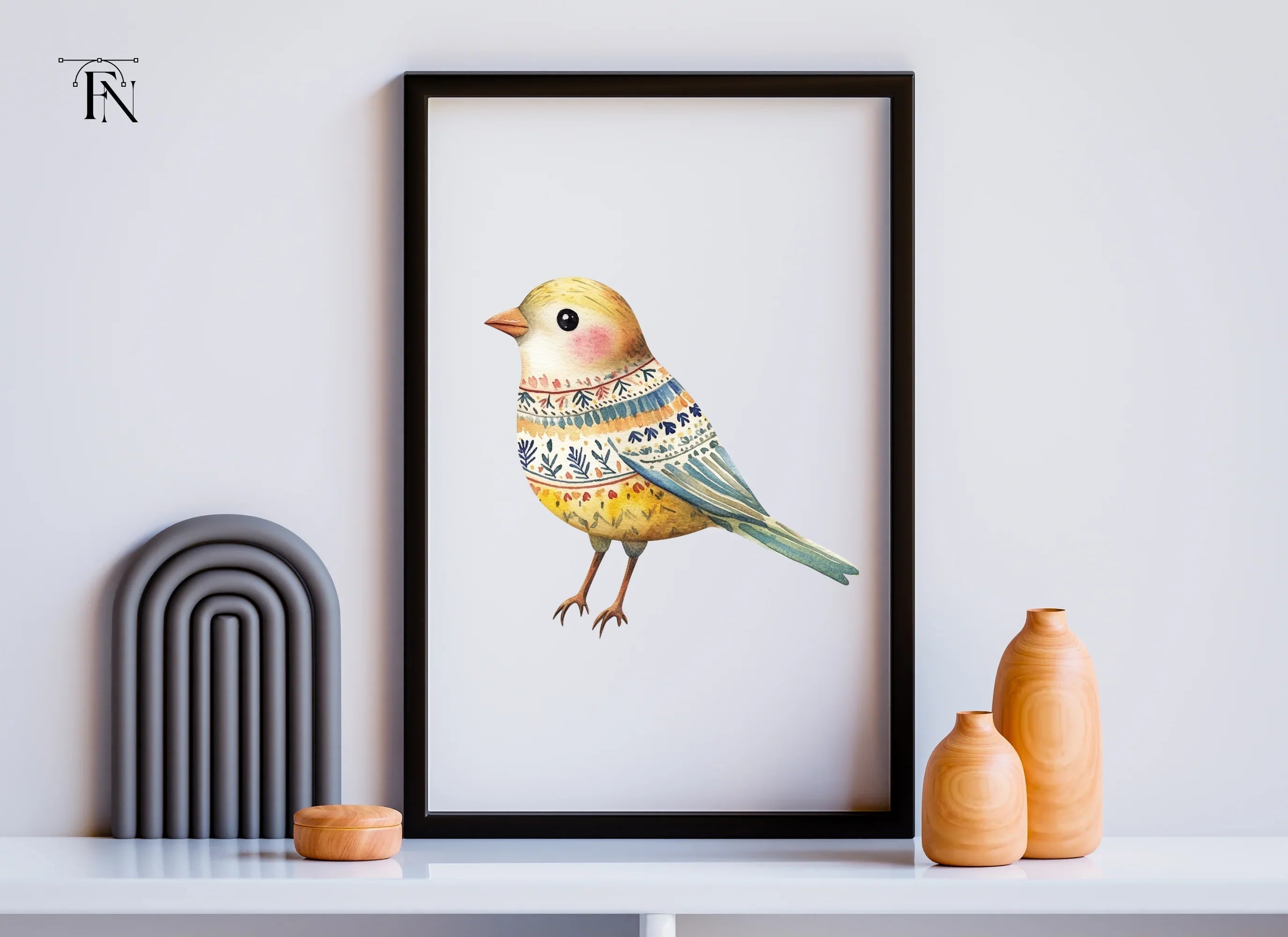 Colorful Folk Bird Clipart Bundle