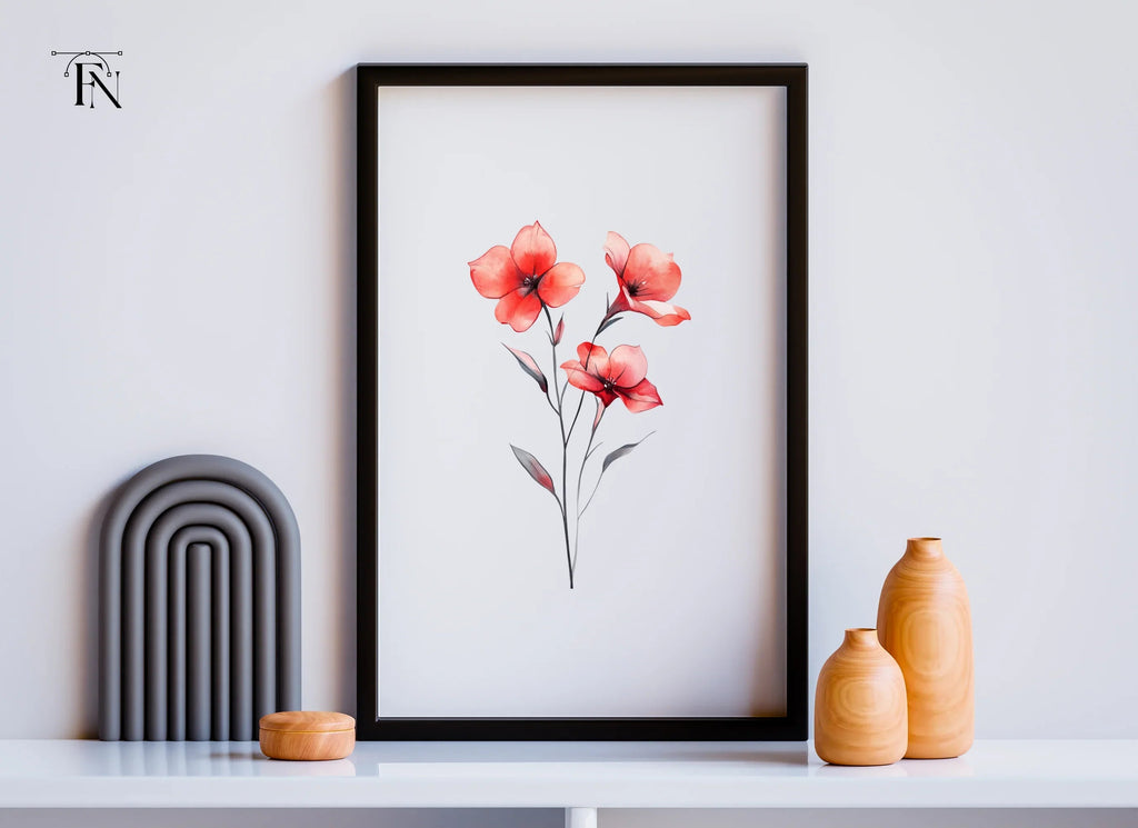 Delicate Red Flowers Clipart Bundle