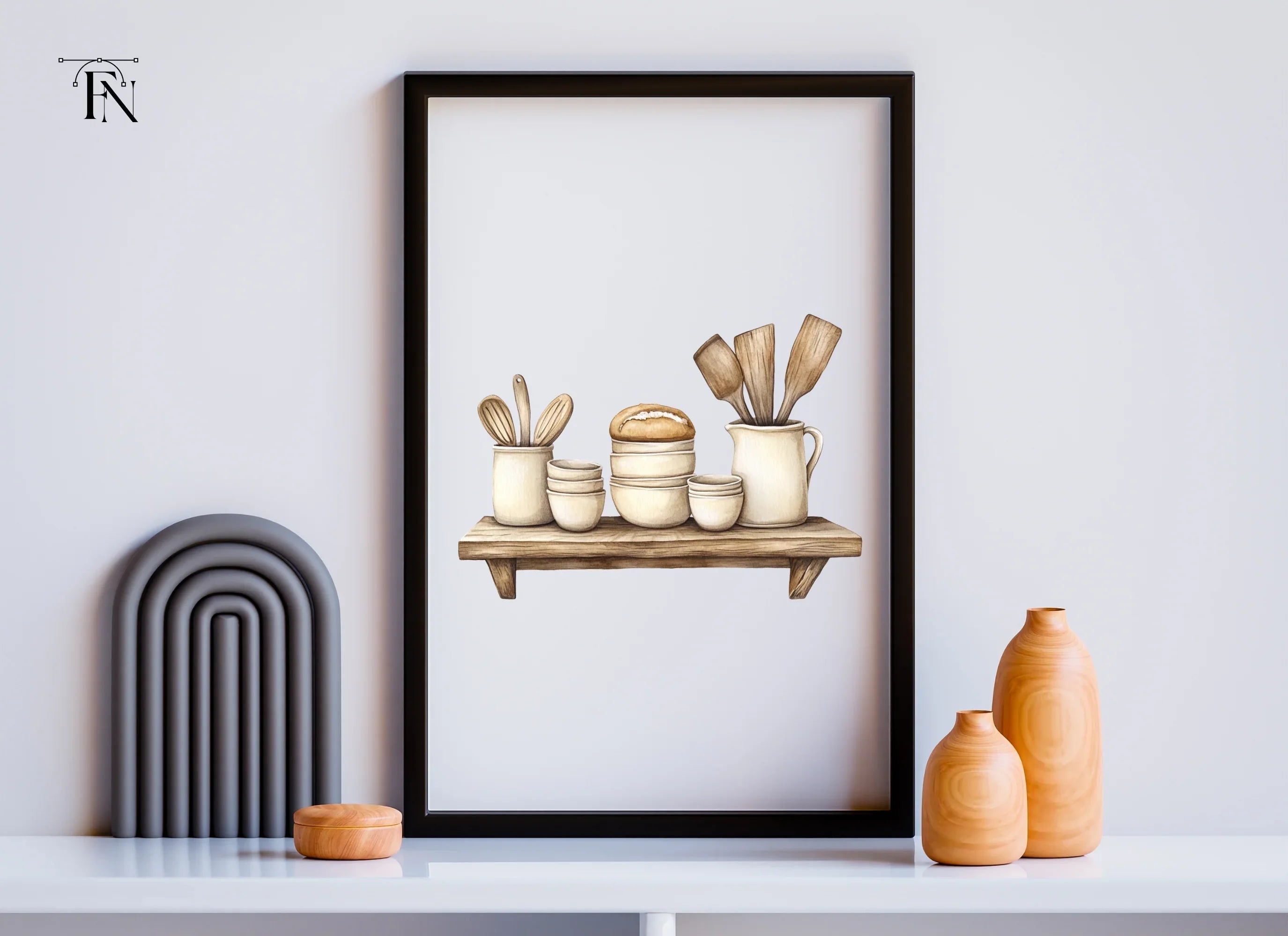 Farmhouse Kitchen Shelf Clipart Bundle
