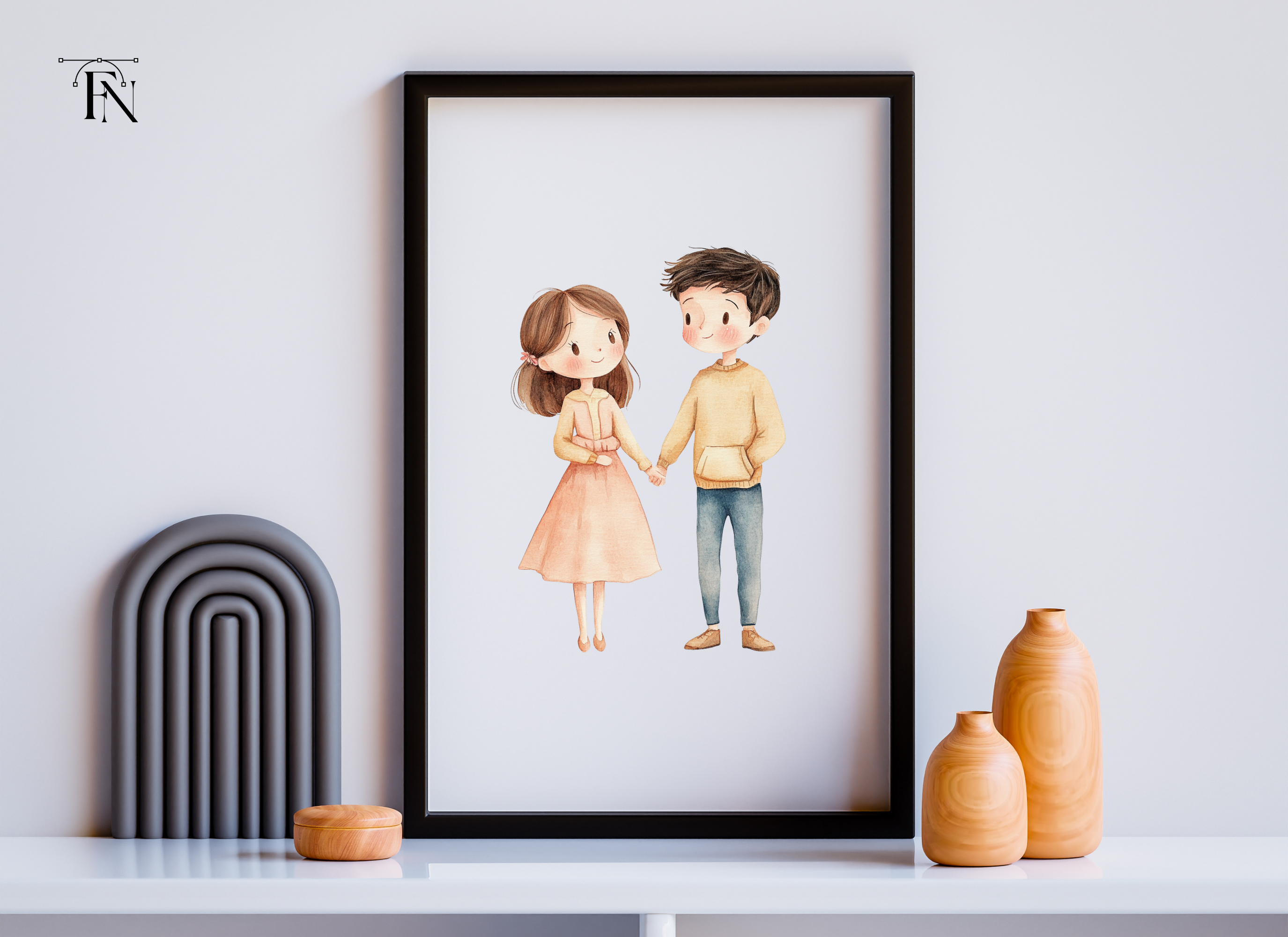 Cute Cartoon Couple Characters Clipart Bundle