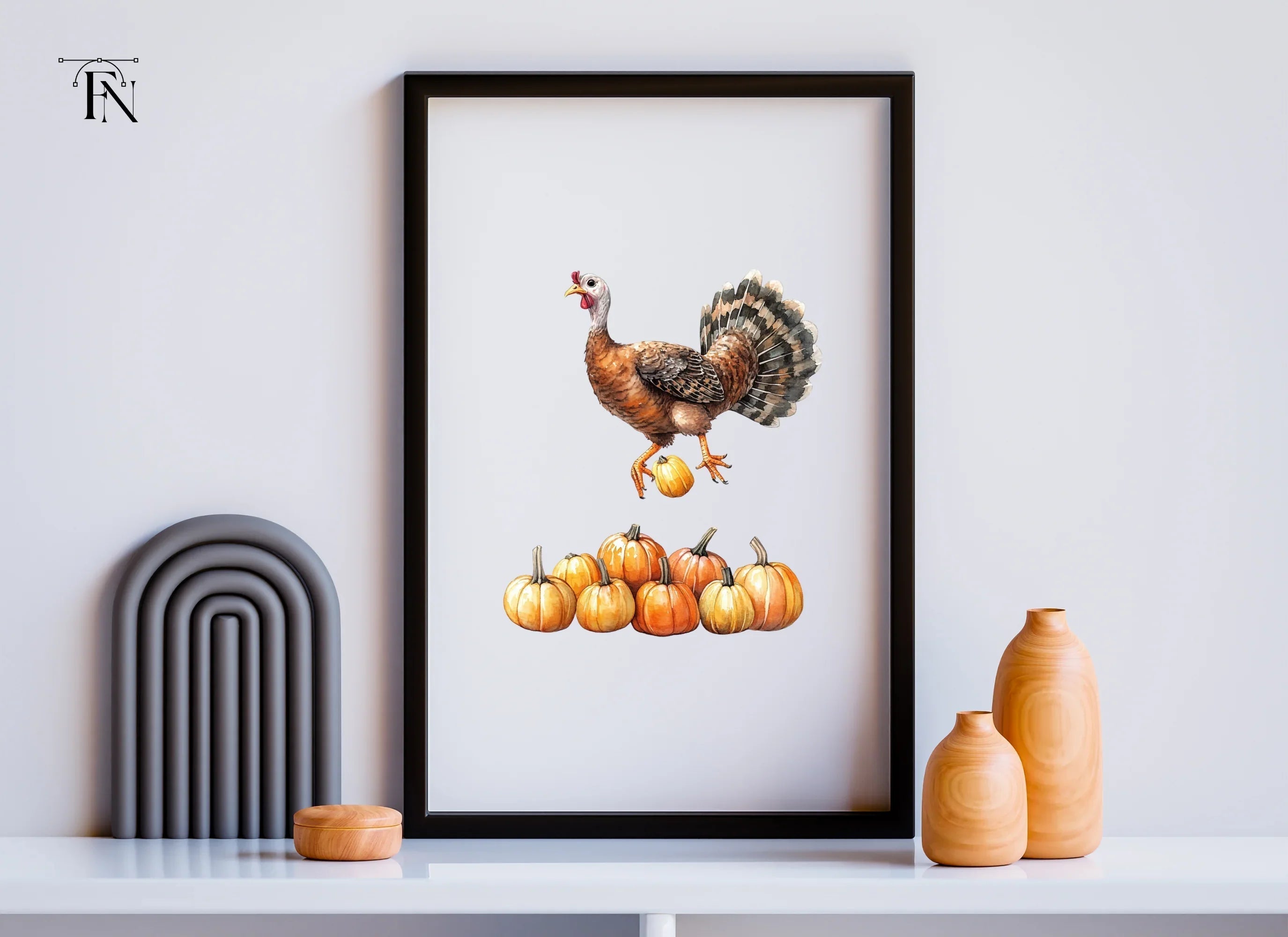 Thanksgiving Turkey and Pumpkins Clipart Bundle