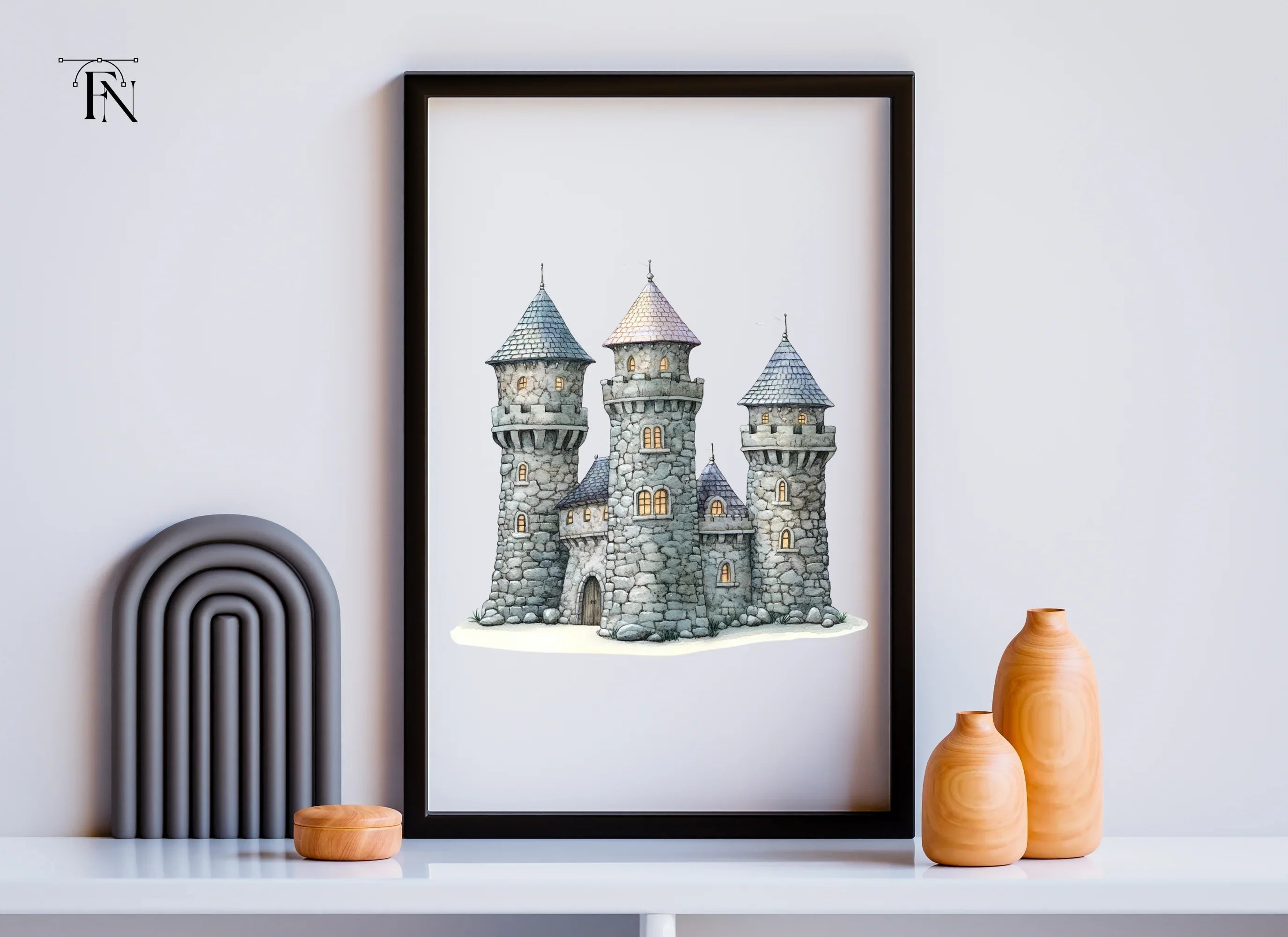 Stone Fantasy Castle Clipart Bundle