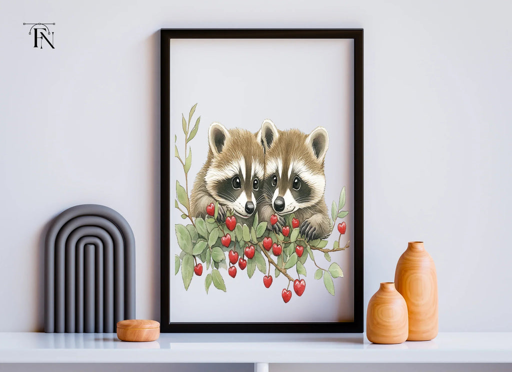 Sweet Raccoons with Berries Clipart Bundle