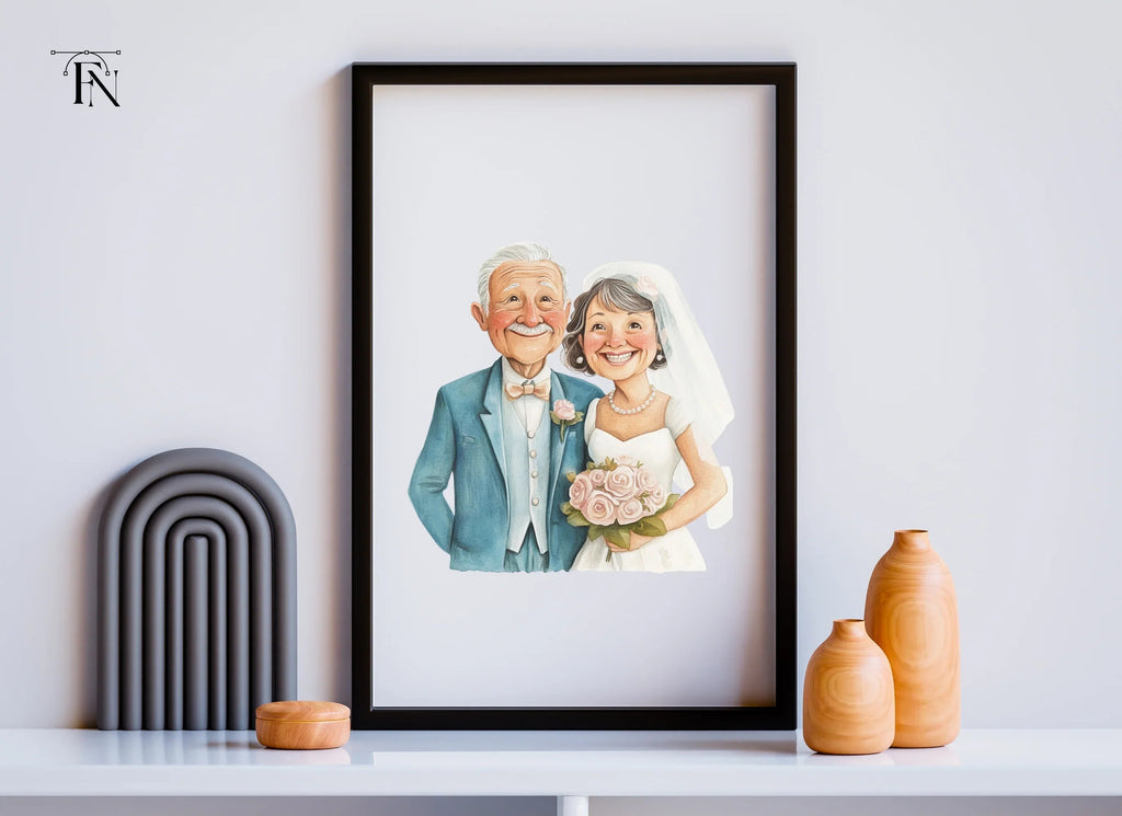 Elderly Couple Wedding Clipart Bundle