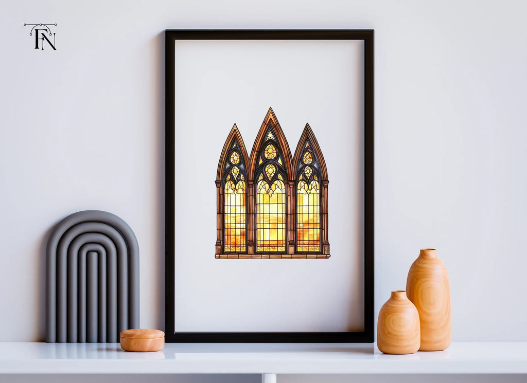 Gothic Stained Glass Window Clipart Bundle