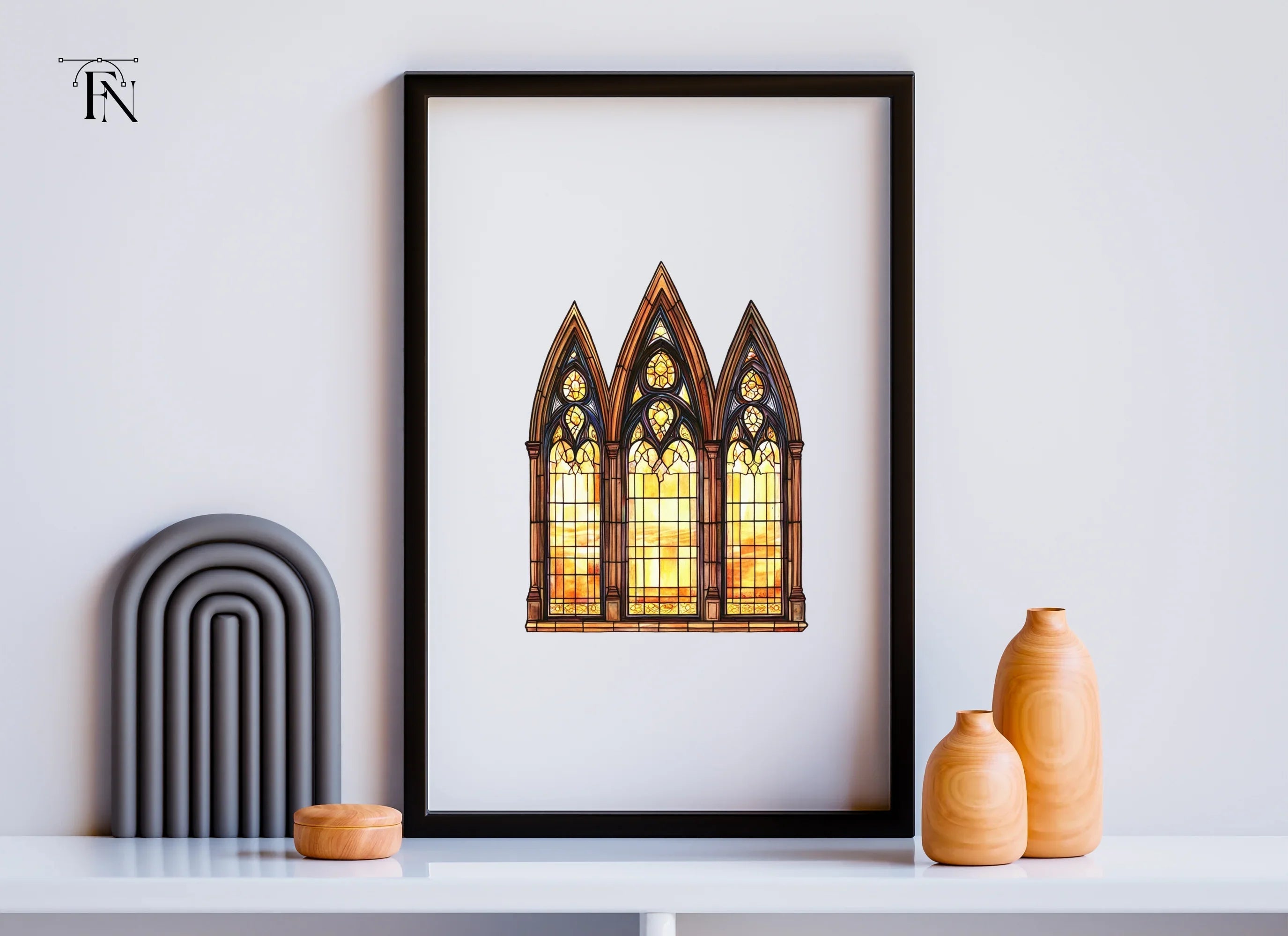 Gothic Stained Glass Window Clipart Bundle
