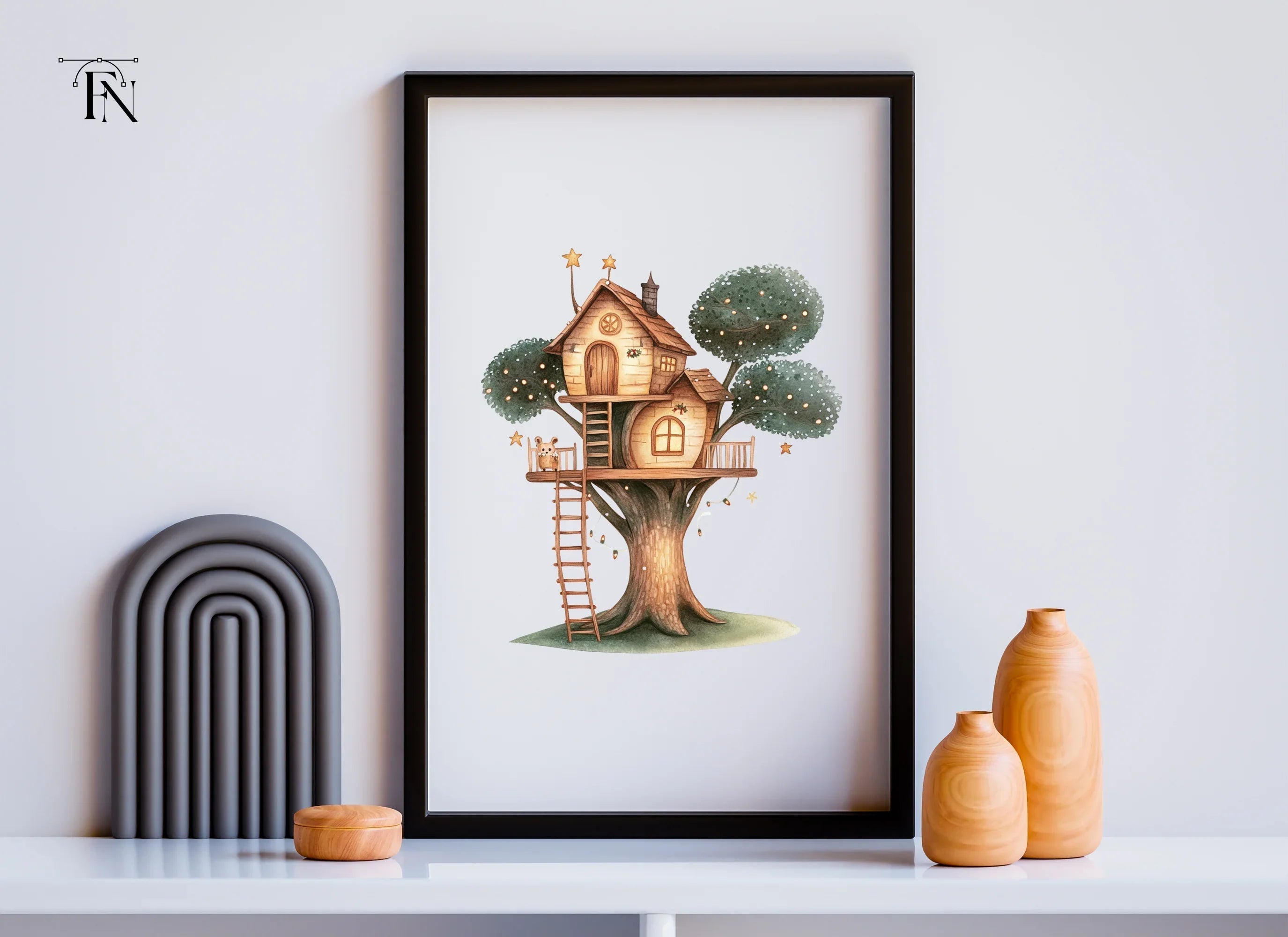 Cozy Woodland Treehouse Clipart Bundle