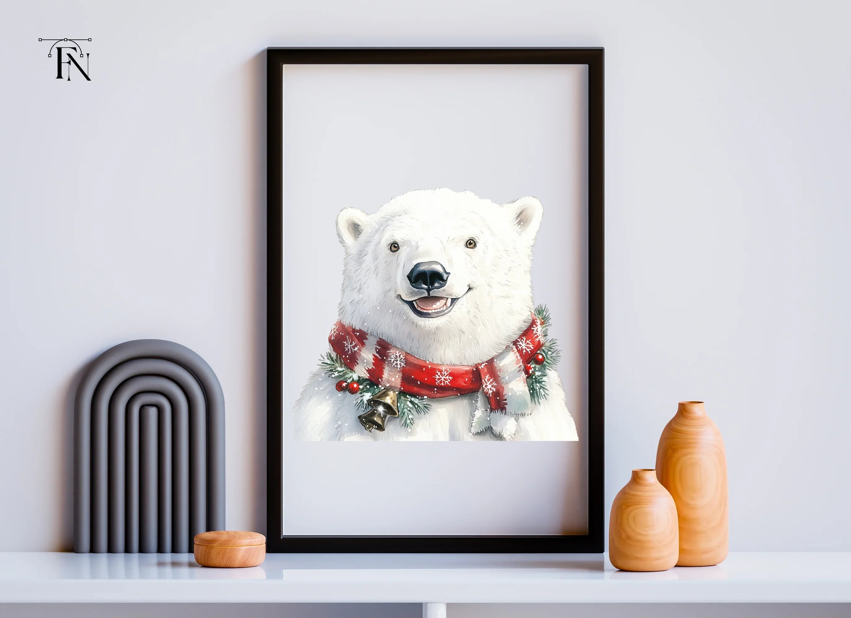 Smiling Polar Bear Christmas Clipart Bundle