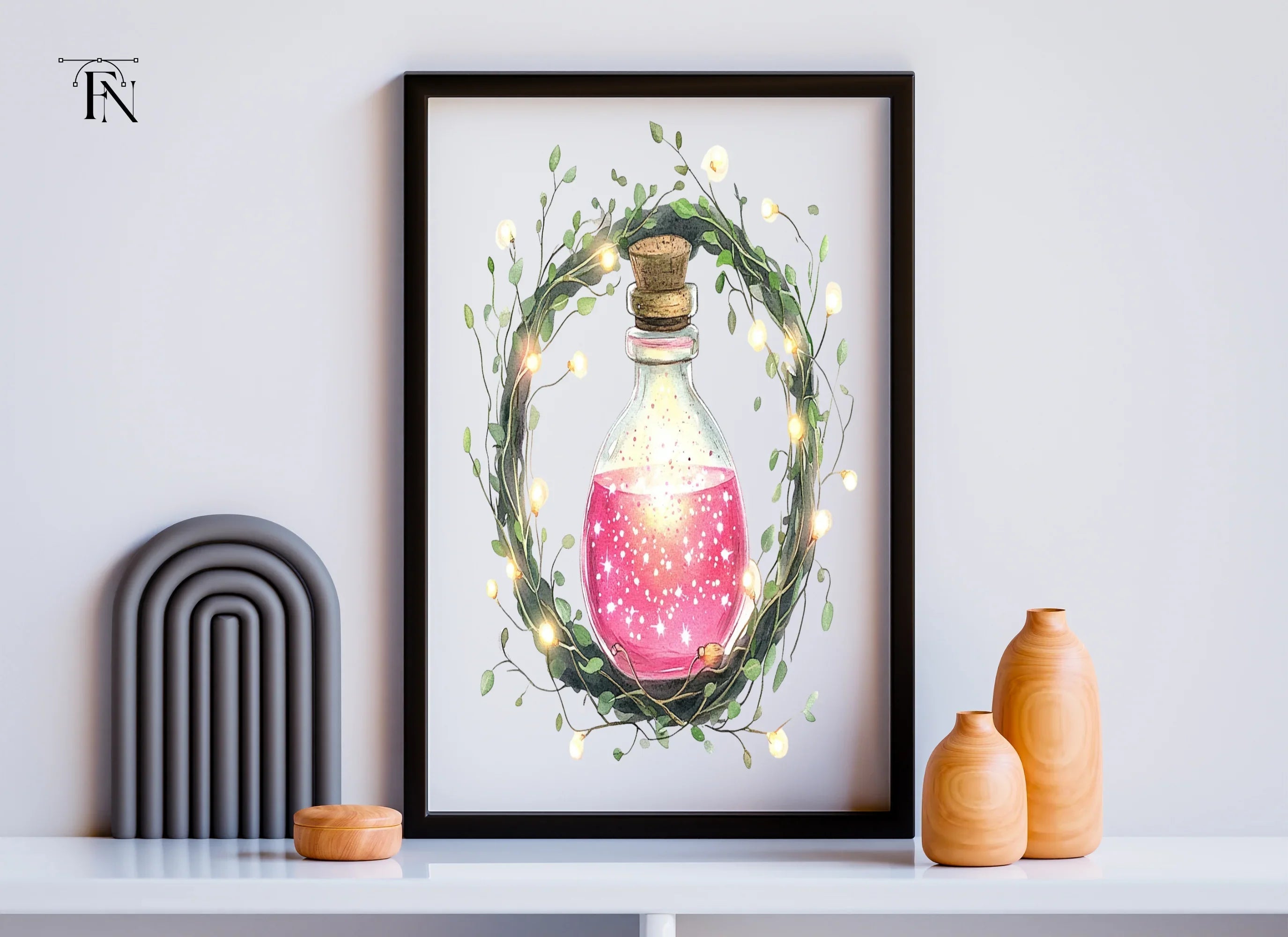 Magic Potion Bottles with Wreaths Clipart Bundle