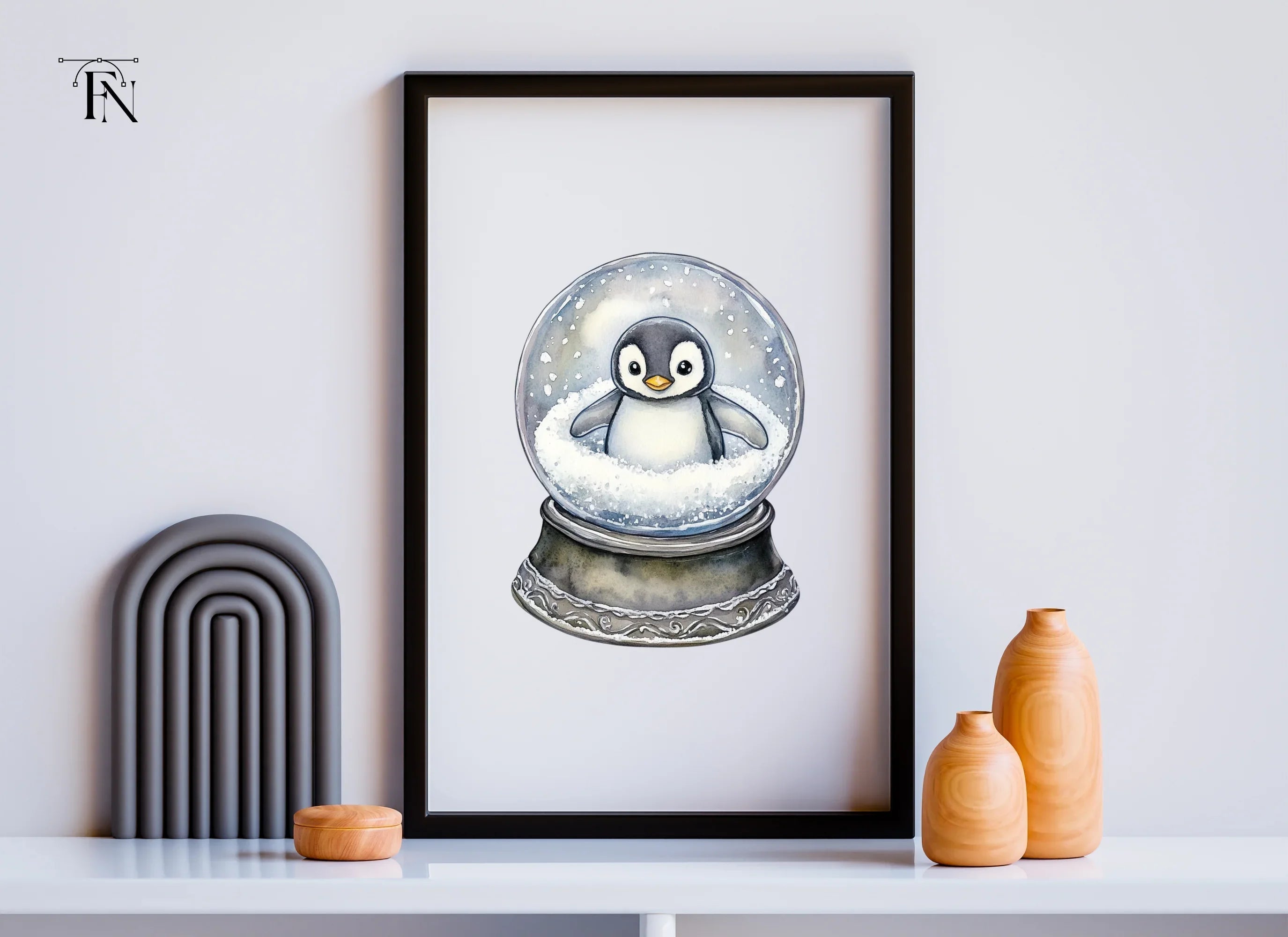 Cute Penguin Snow Globe Clipart Bundle