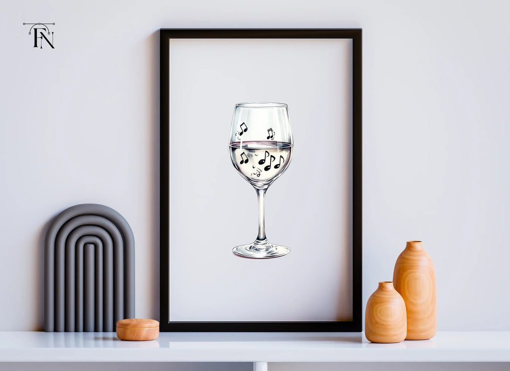 Wine Glasses with Musical Notes Clipart Bundle