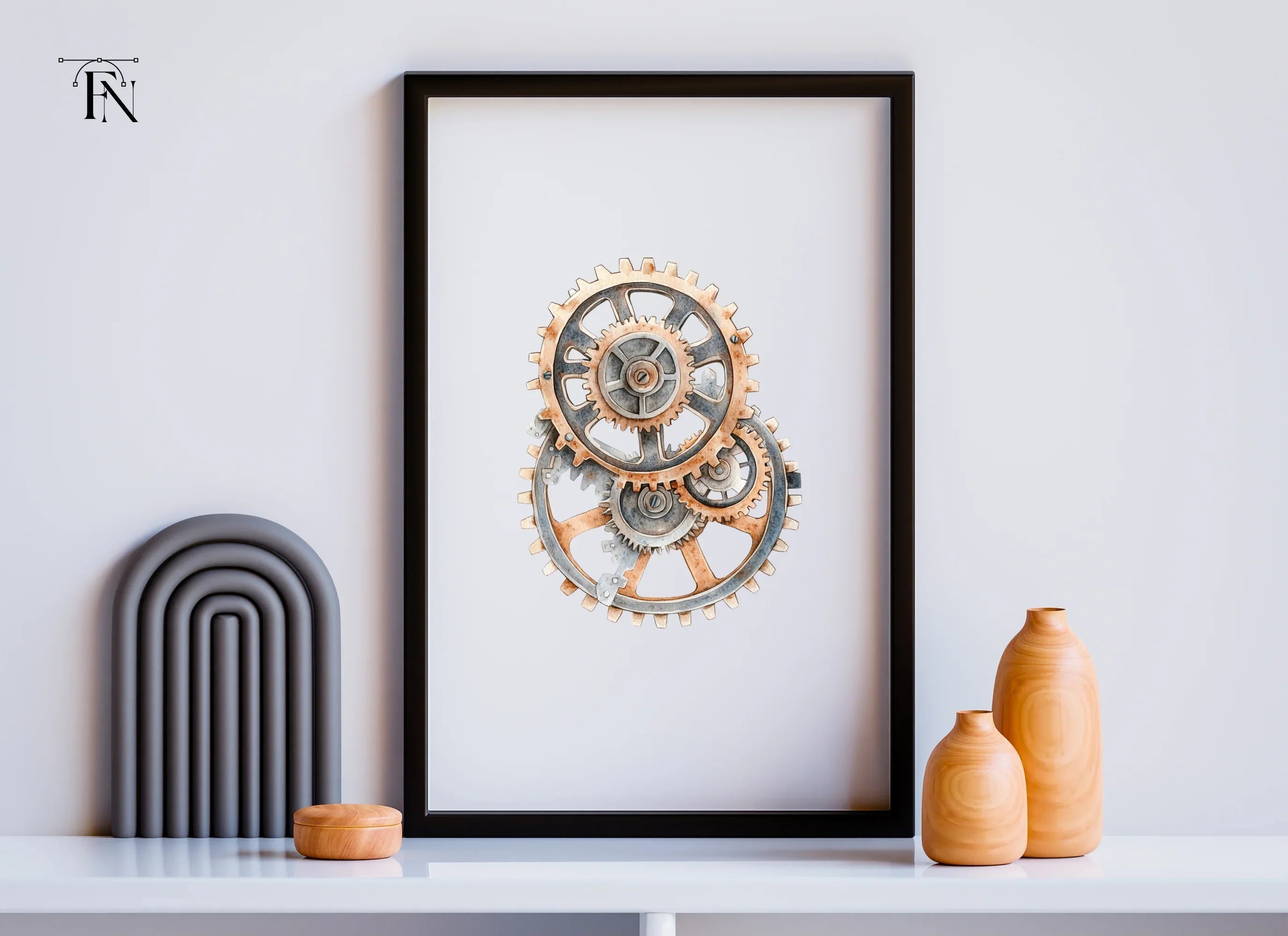 Rustic Interlocking Gears Clipart Bundle