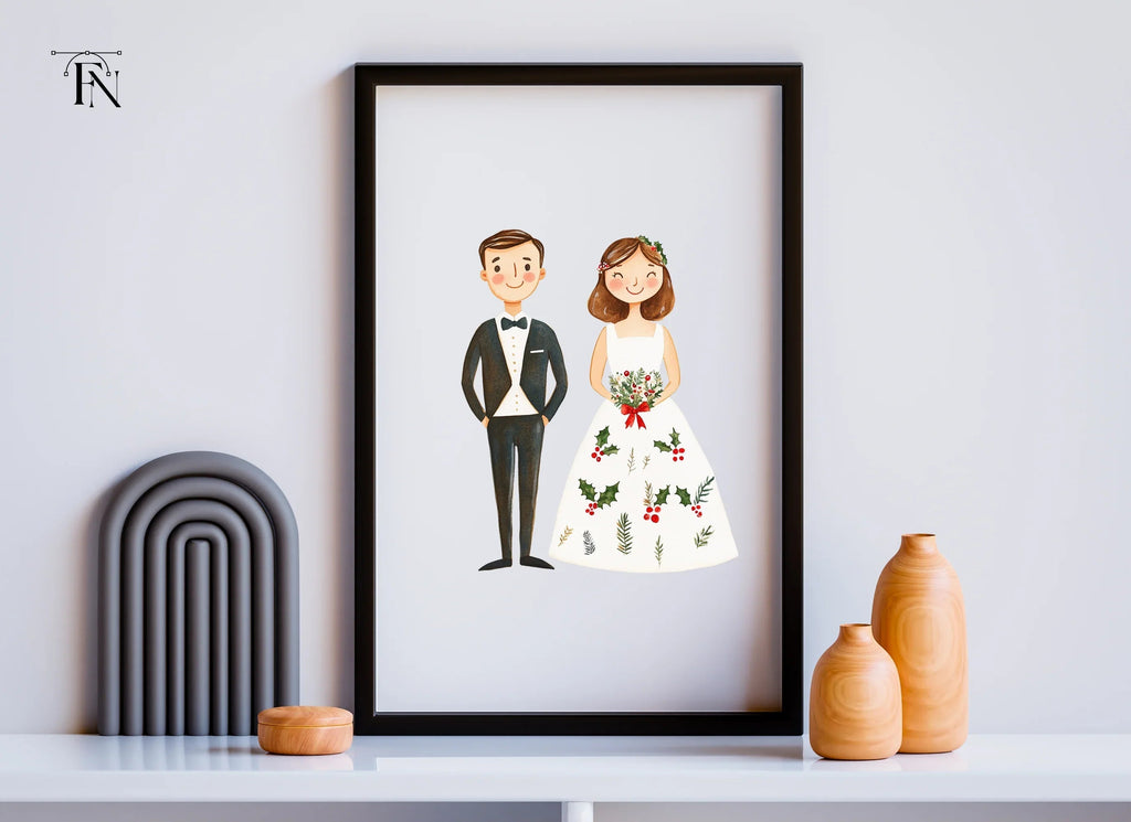 Winter Wedding Couple Clipart Bundle