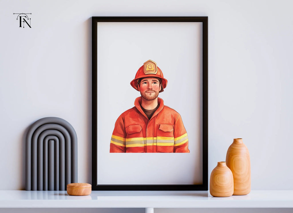 Brave Firefighter Illustration Clipart Bundle