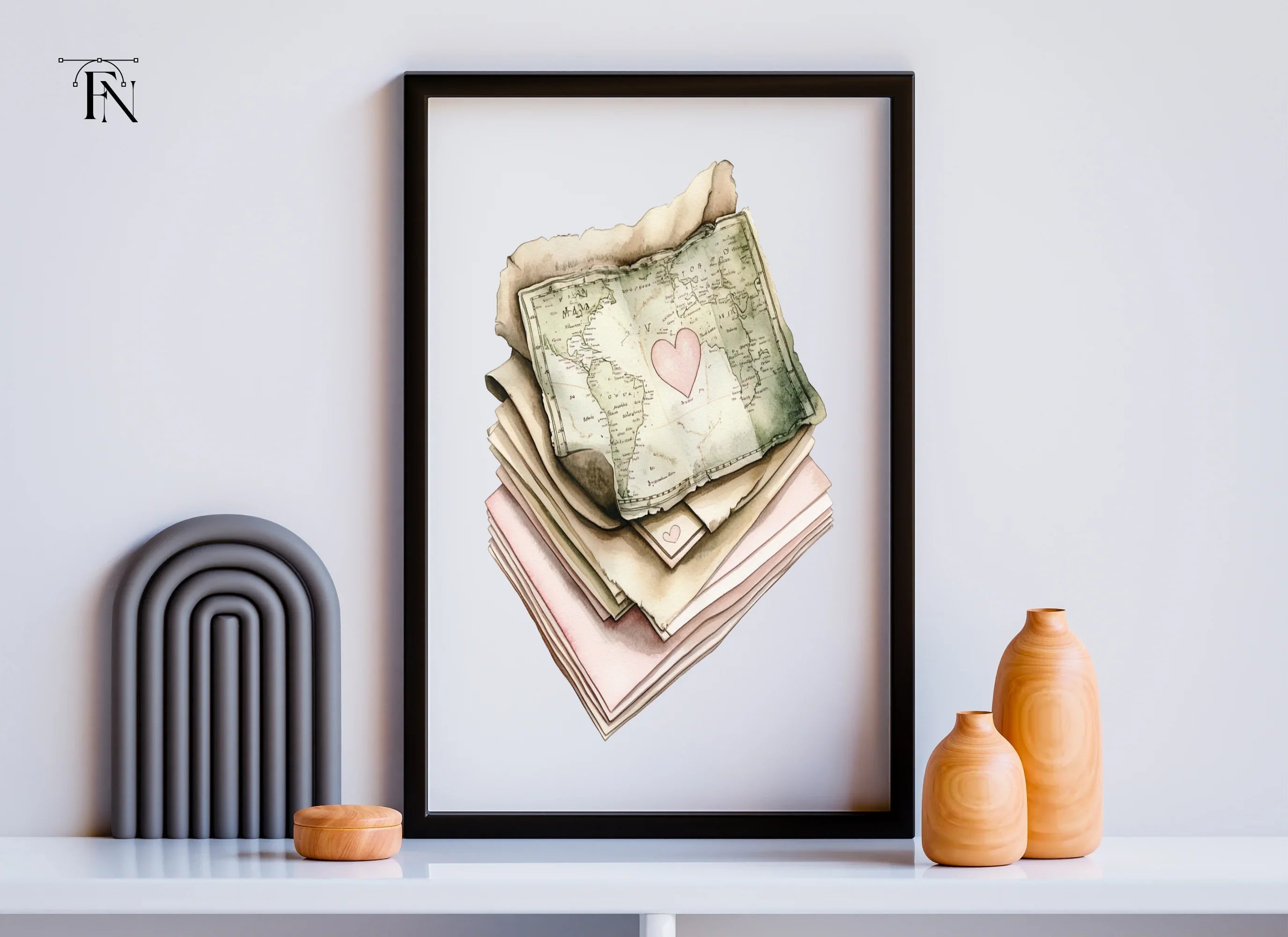 Vintage Love Letters Map Clipart Bundle