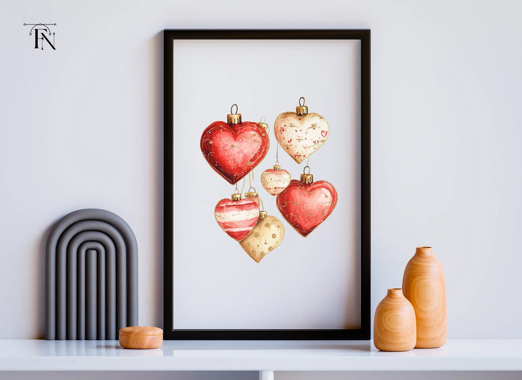 Heart Shaped Holiday Ornament Clipart Bundle