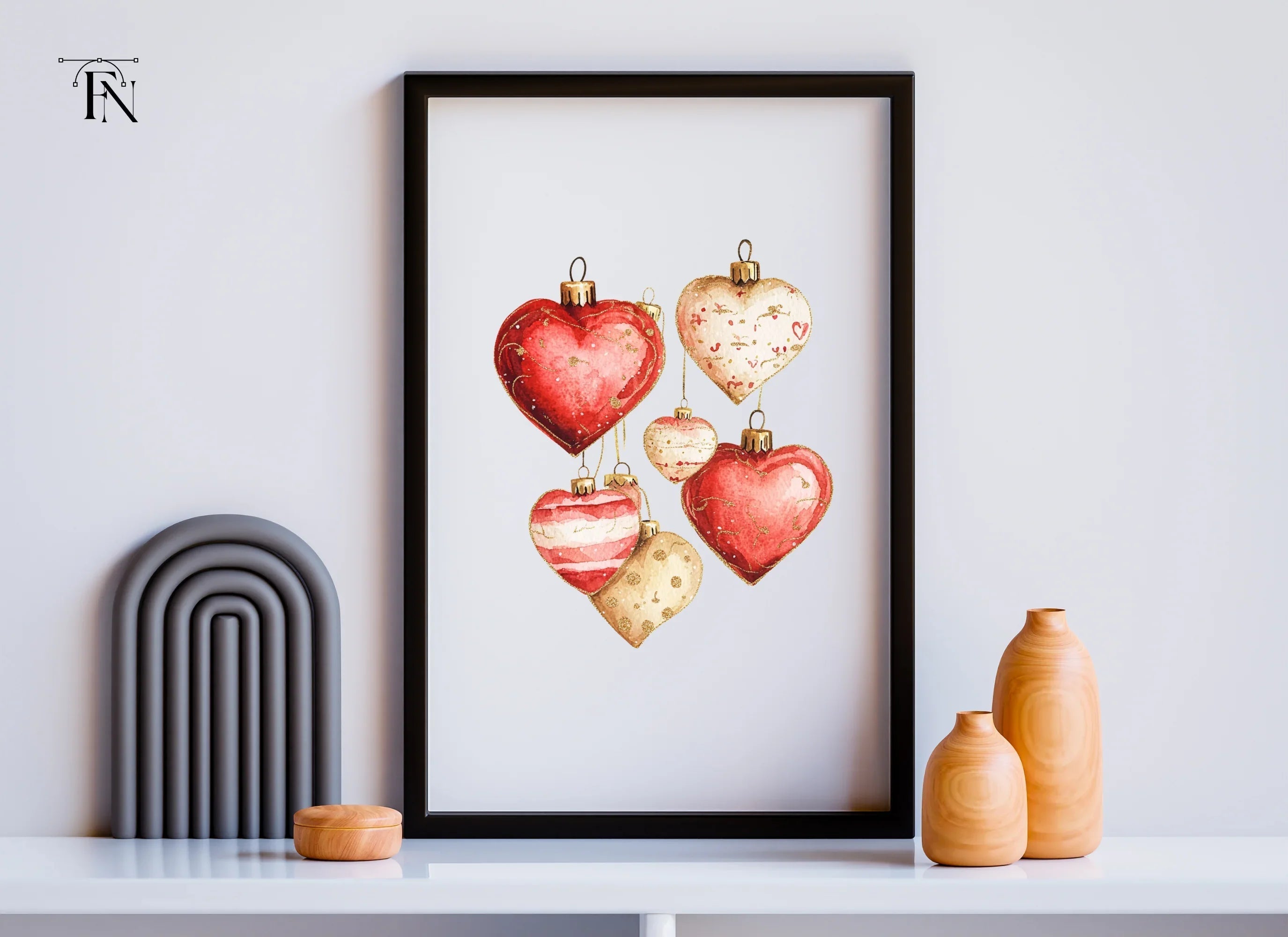 Heart Shaped Holiday Ornament Clipart Bundle
