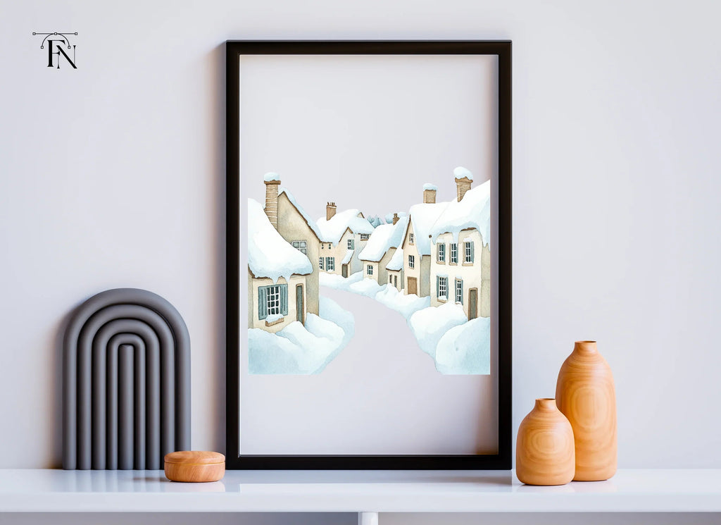 Snowy Village Street Clipart Bundle
