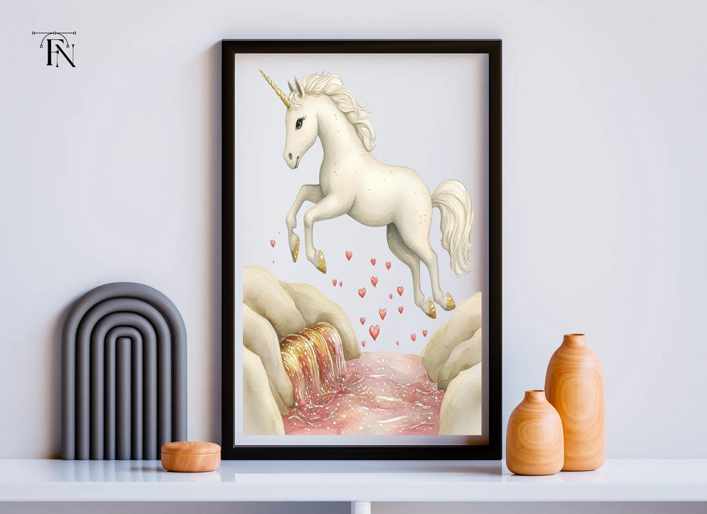 Magical Unicorn Jumping Over Stream Clipart Bundle