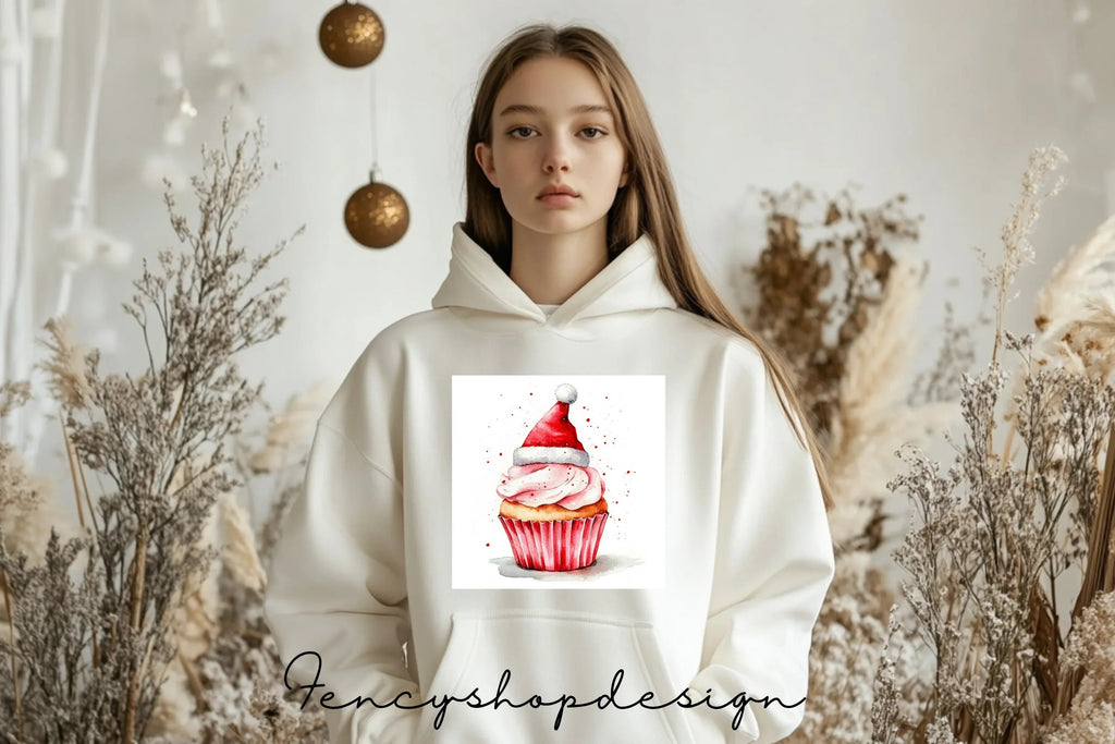 Cute Christmas Bear and Cupcakes Clipart Bundle
