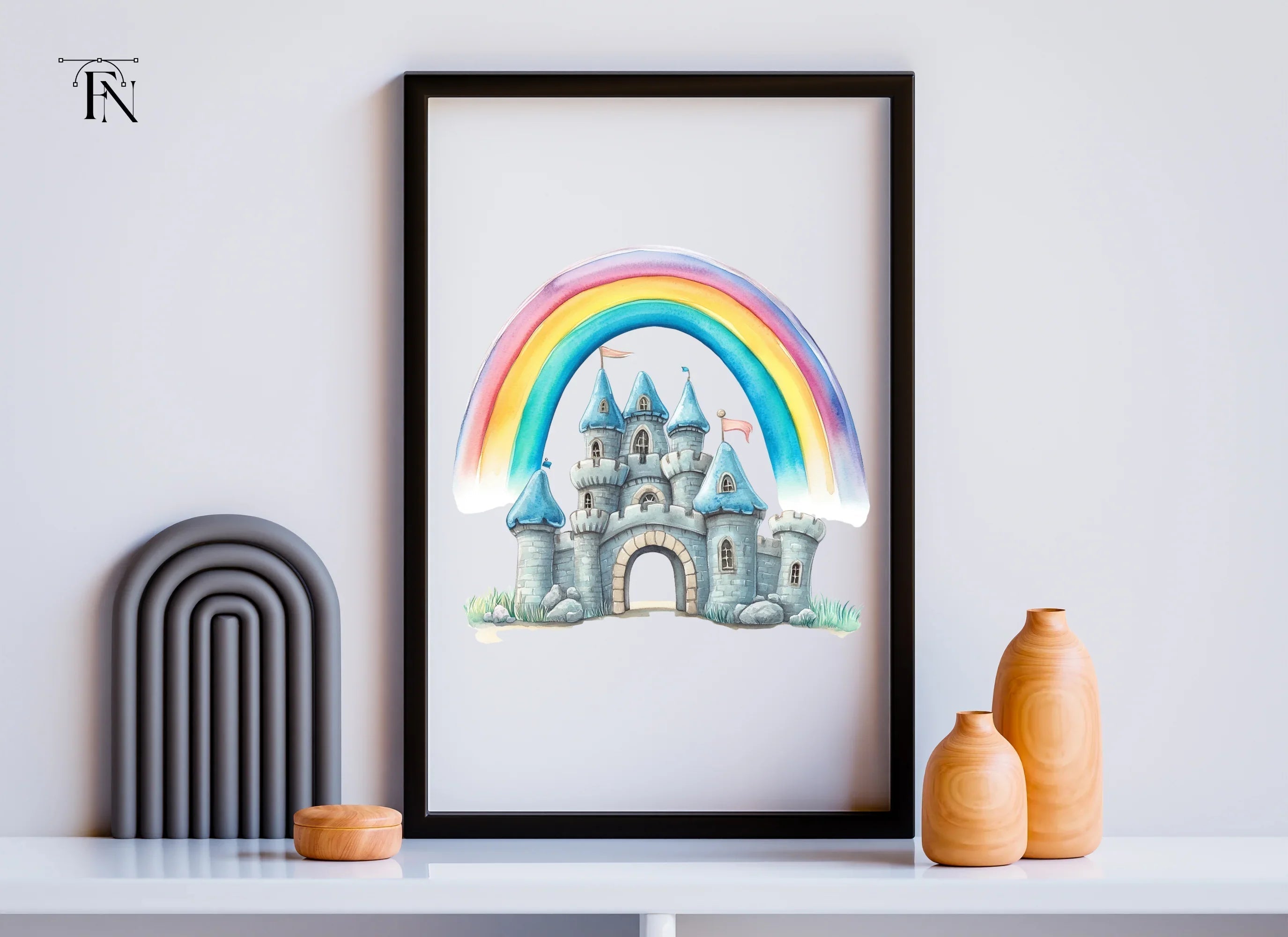 Magical Rainbow Castle Clipart Bundle