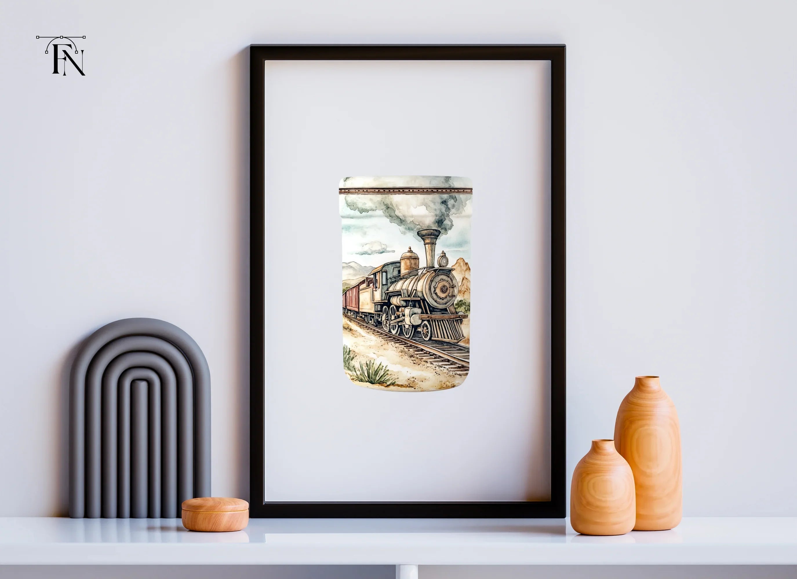 Vintage Train Landscape Clipart Bundle