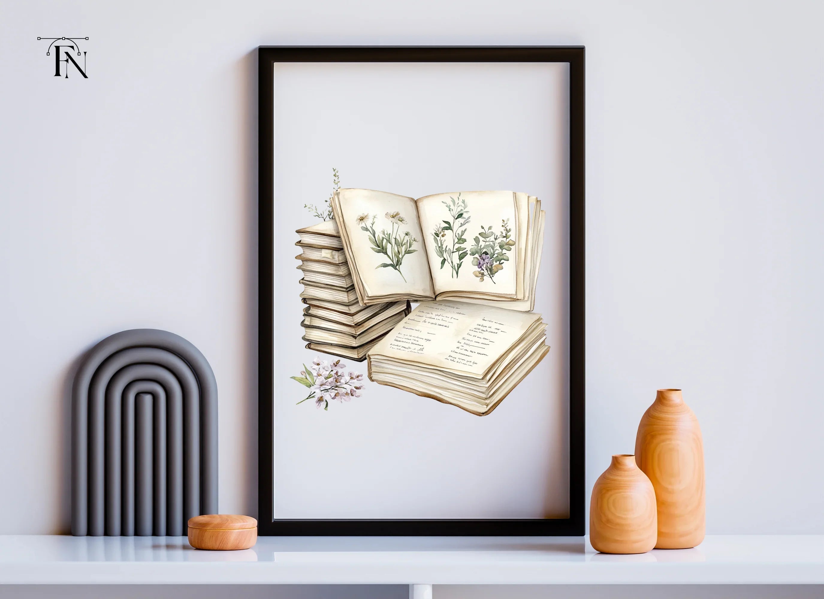 Botanical Books & Flowers Clipart Bundle